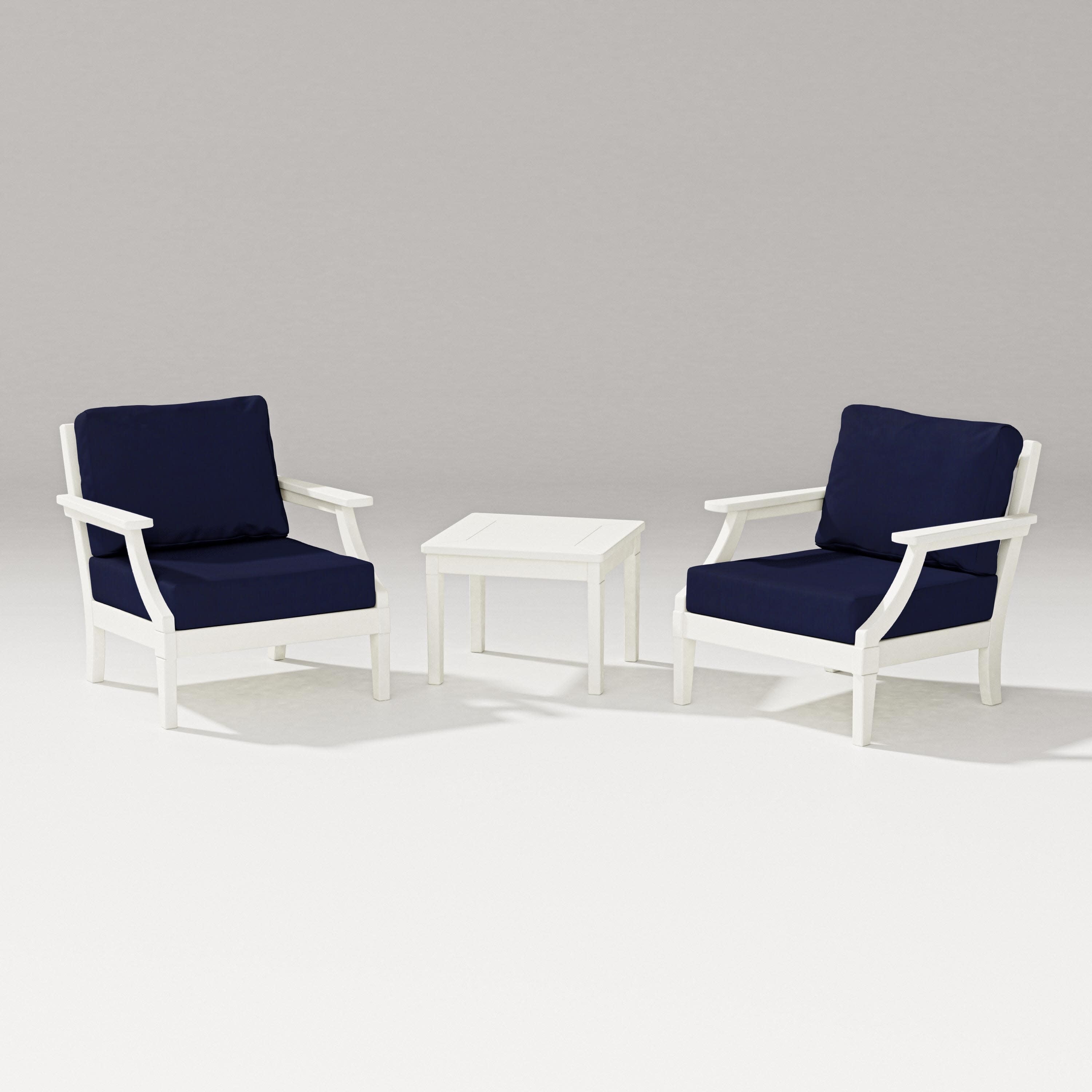 Estate 3-Piece Lounge Chair Set in Vintage White / Navy