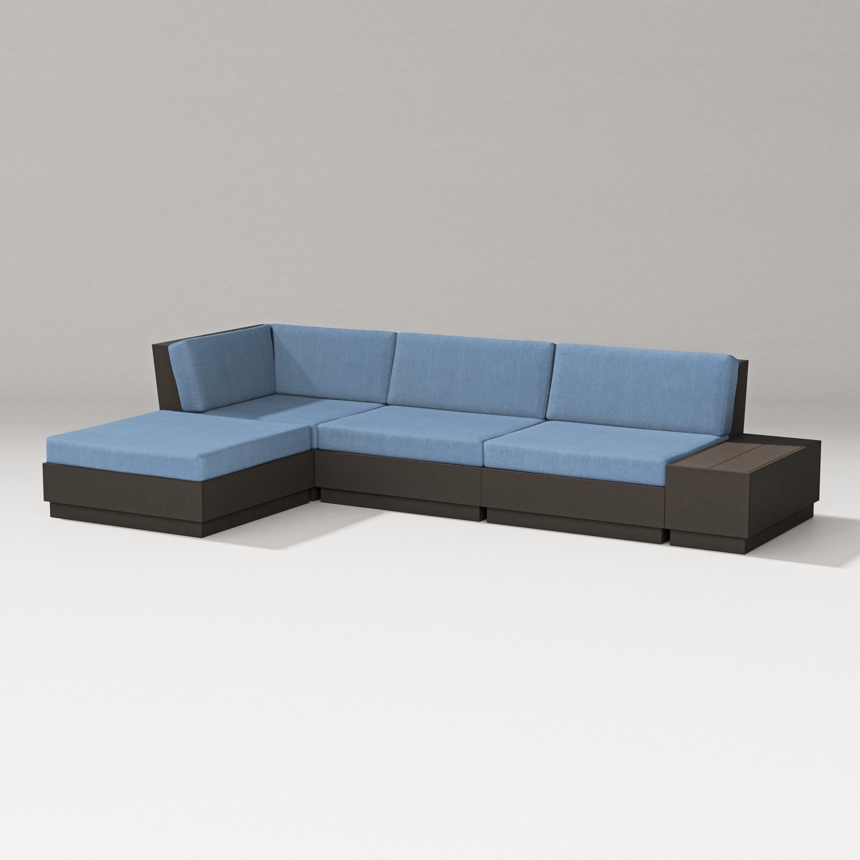 Elevate Chaise Sectional in Vintage Coffee / Sky Blue