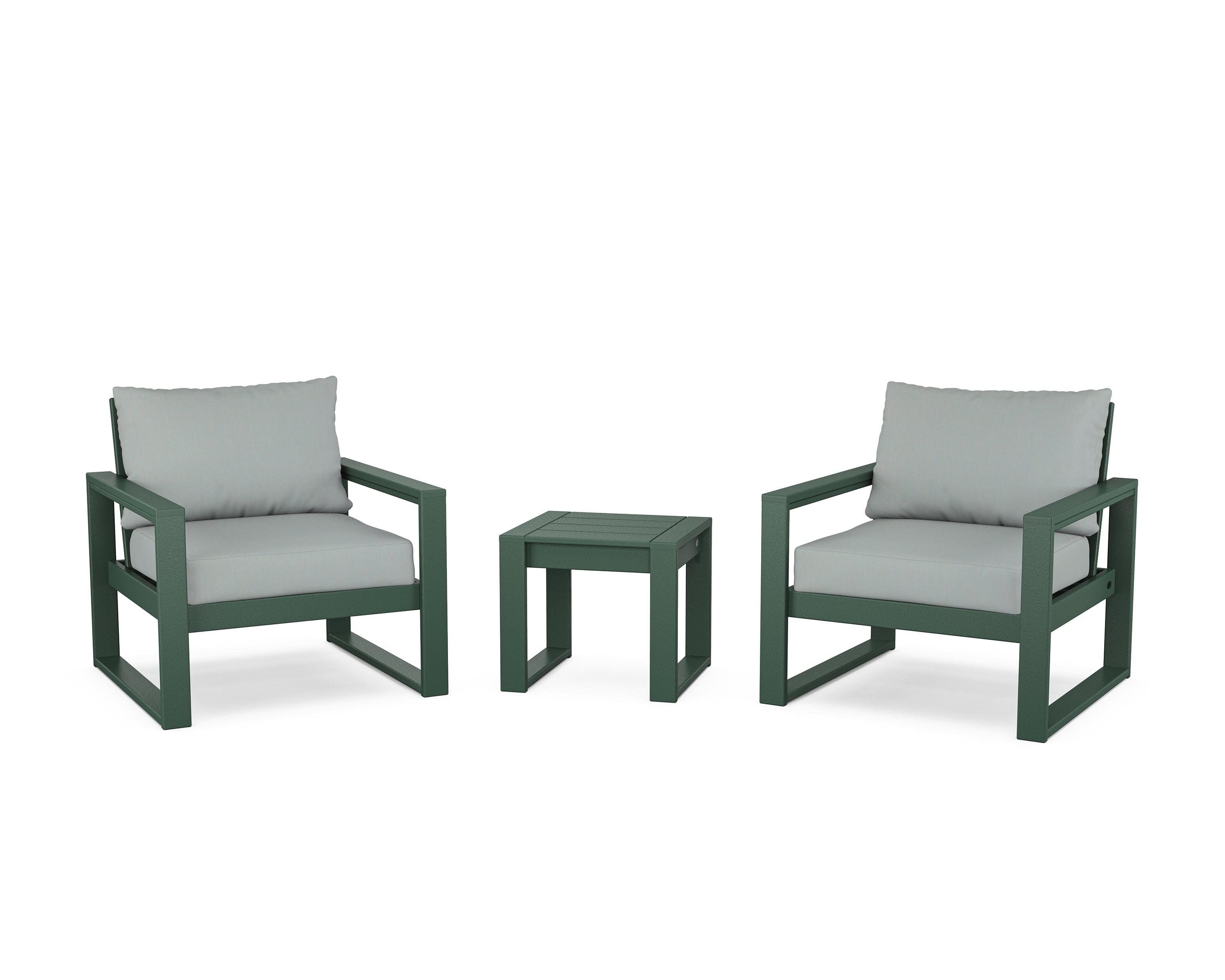 EDGE Sectional 3-Piece Deep Seating Set in Green / Spa