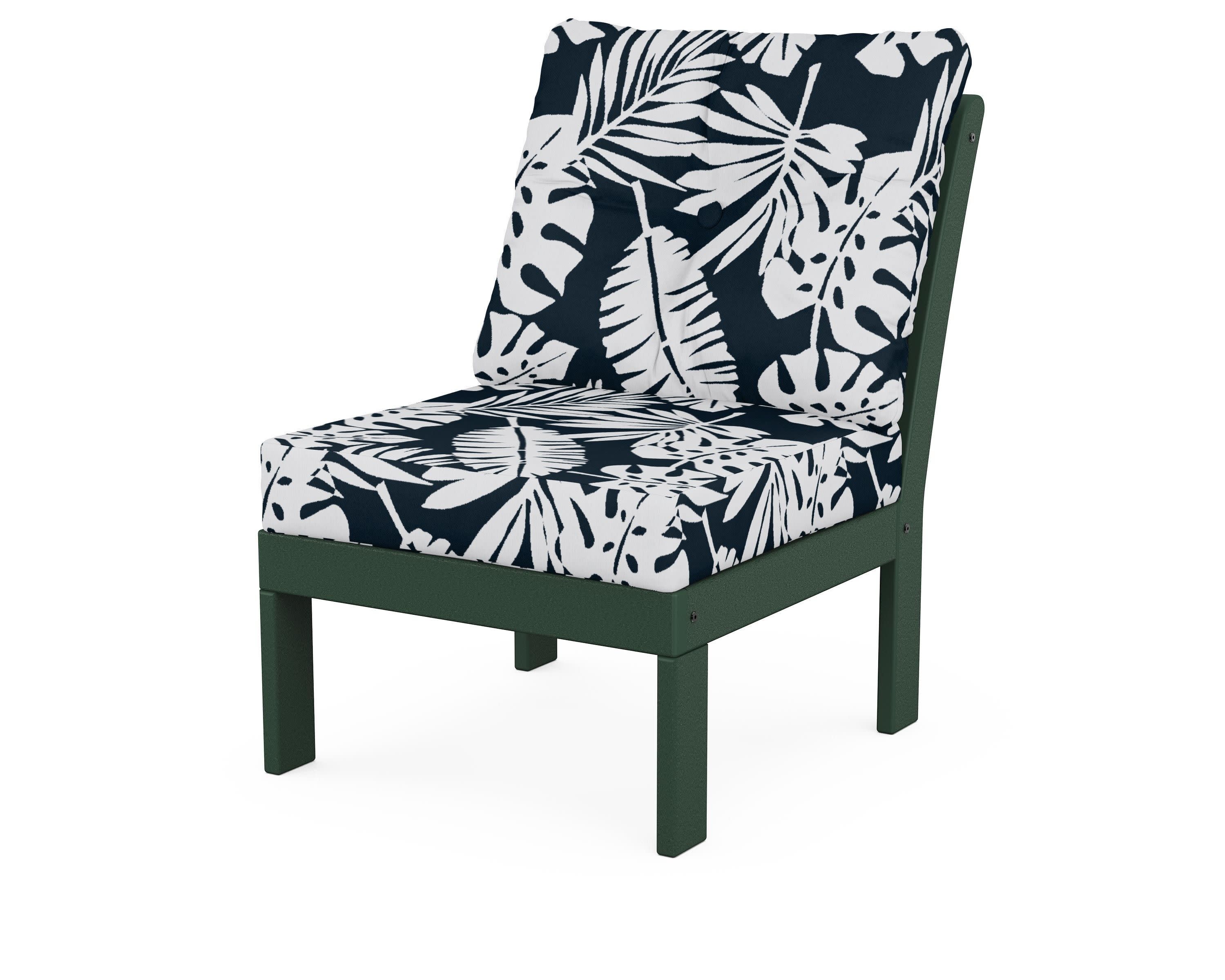 Vineyard Modular Armless Chair in Green / Leaf Marine Indigo
