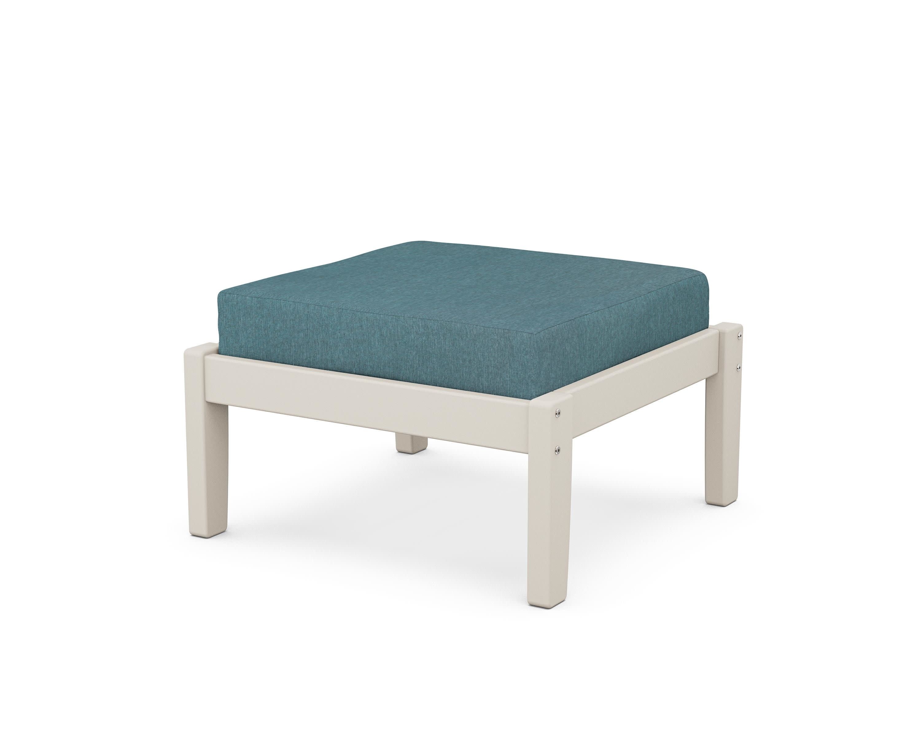 Deep Seating Ottoman in Sand / Ocean Teal