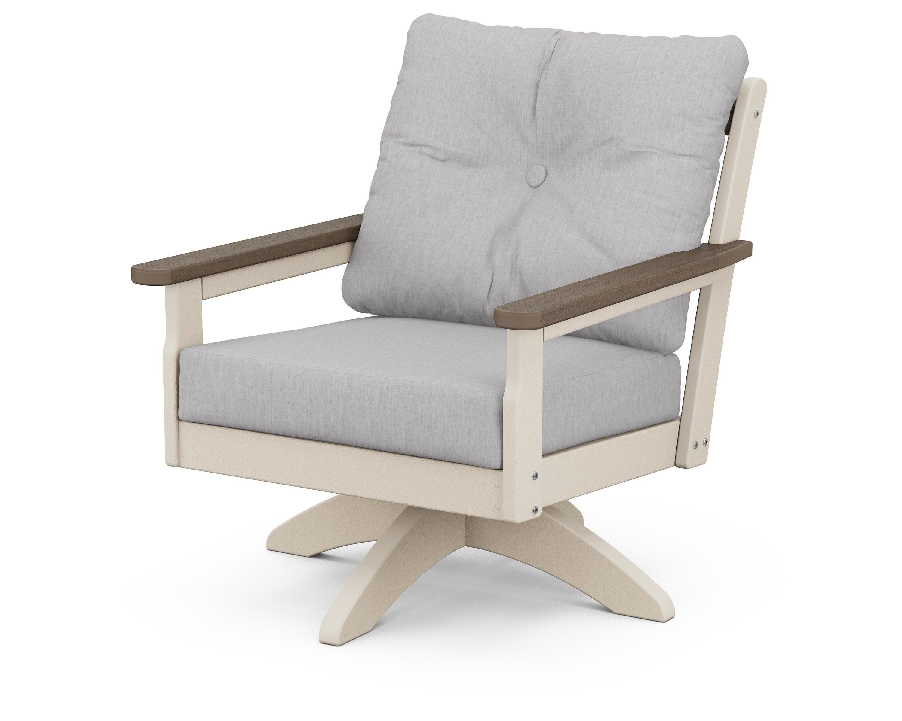 Vineyard Deep Seating Swivel Chair in Sand / Kona / Granite