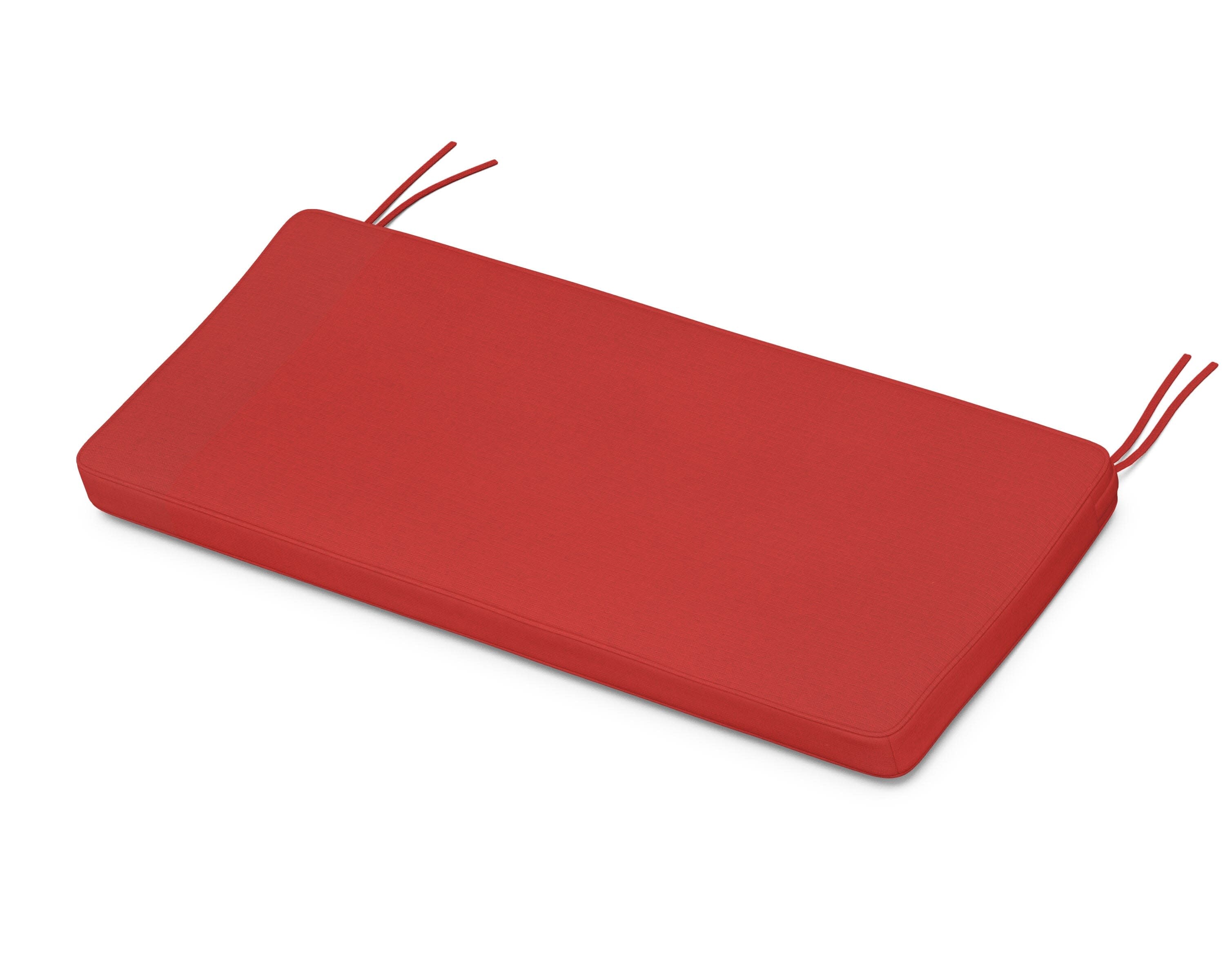 Chinoiserie Bench Seat Cushion in Crimson Linen