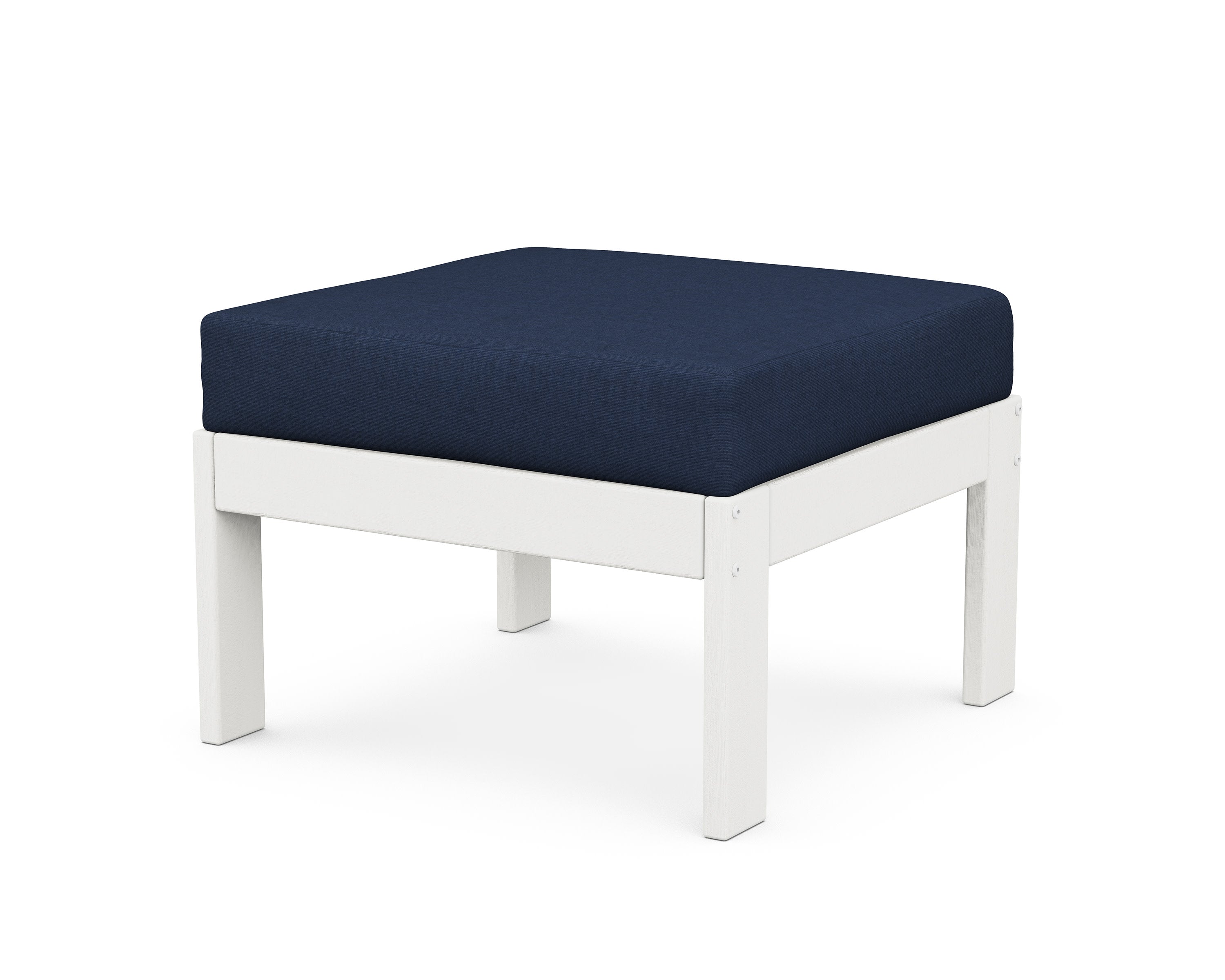Vineyard Modular Ottoman in Vintage White / Spectrum Indigo
