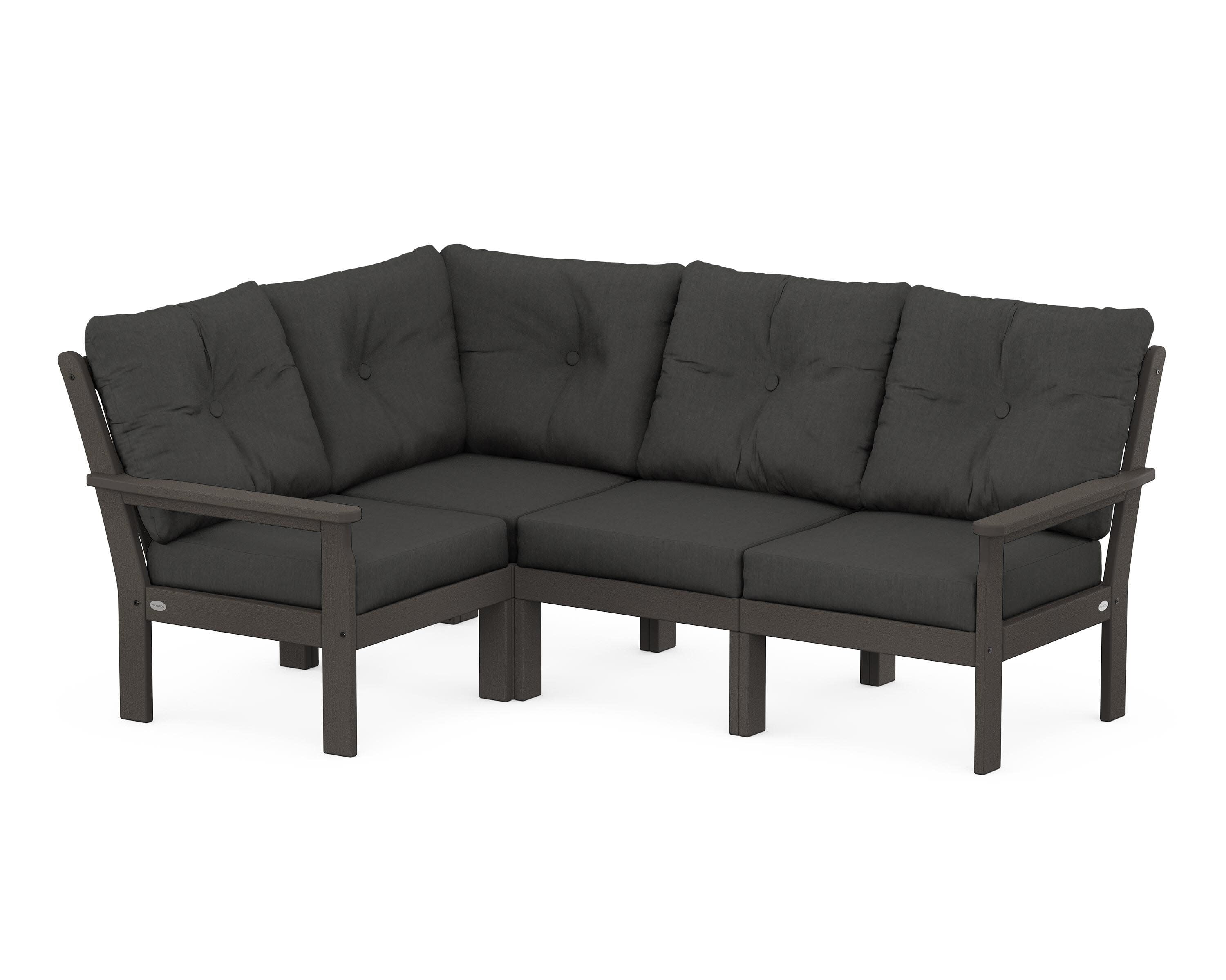 Vineyard 4-Piece Sectional in Vintage Coffee / Spectrum Carbon
