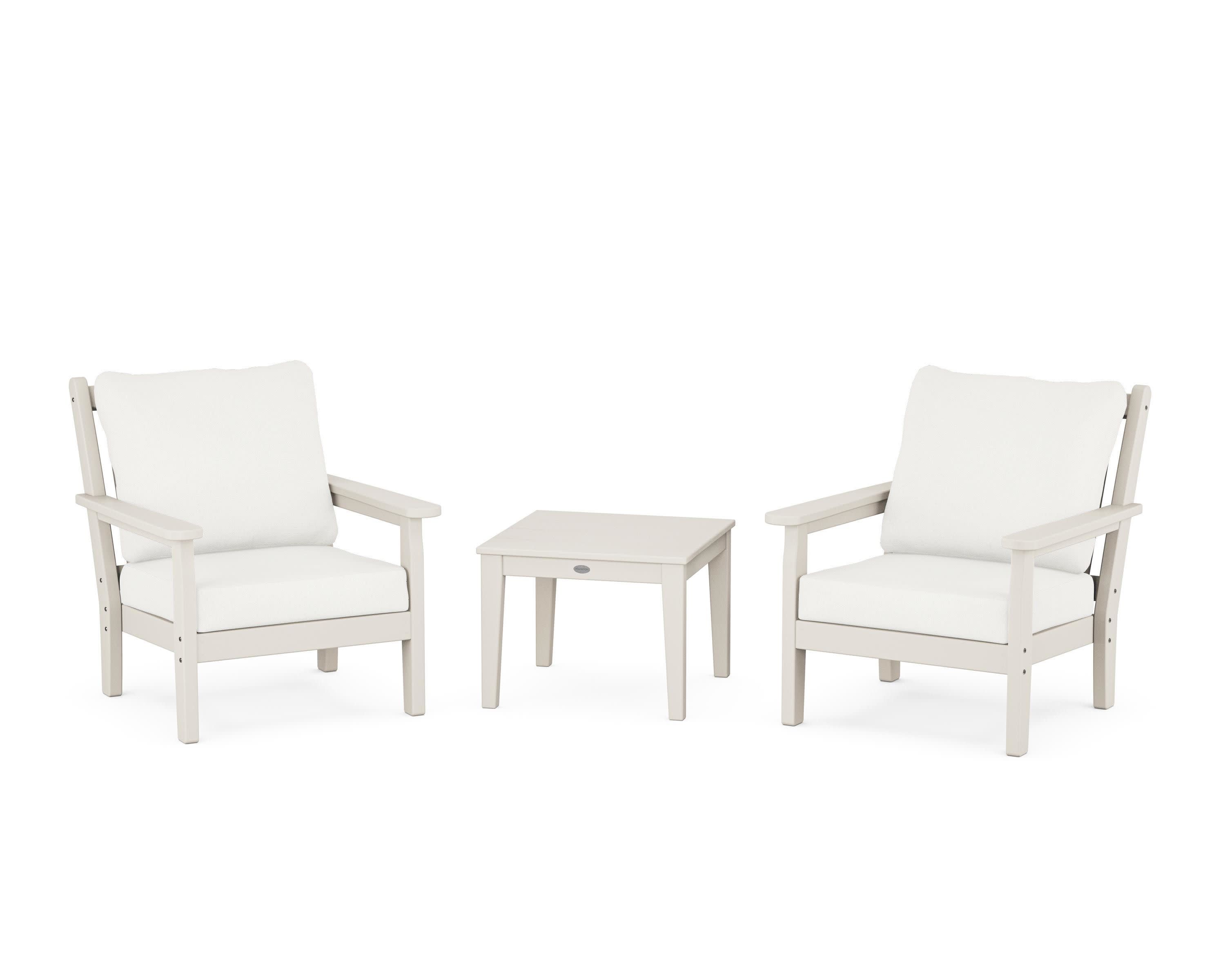 Chippendale 3-Piece Deep Seating Set in Sand / Natural Linen
