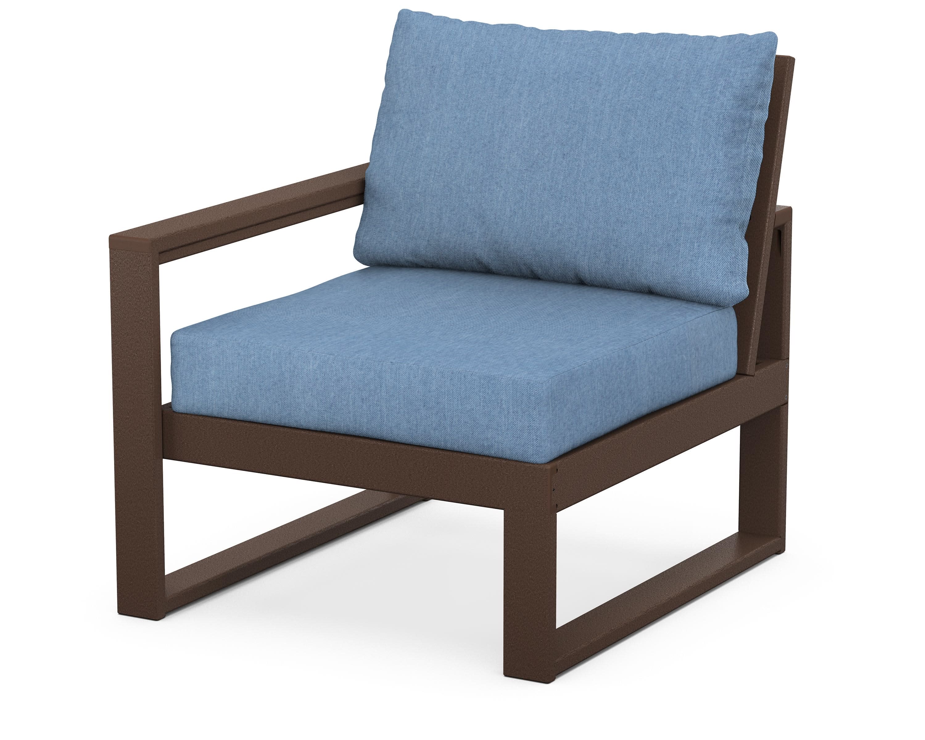 EDGE Modular Left Arm Chair in Mahogany / Sky Blue
