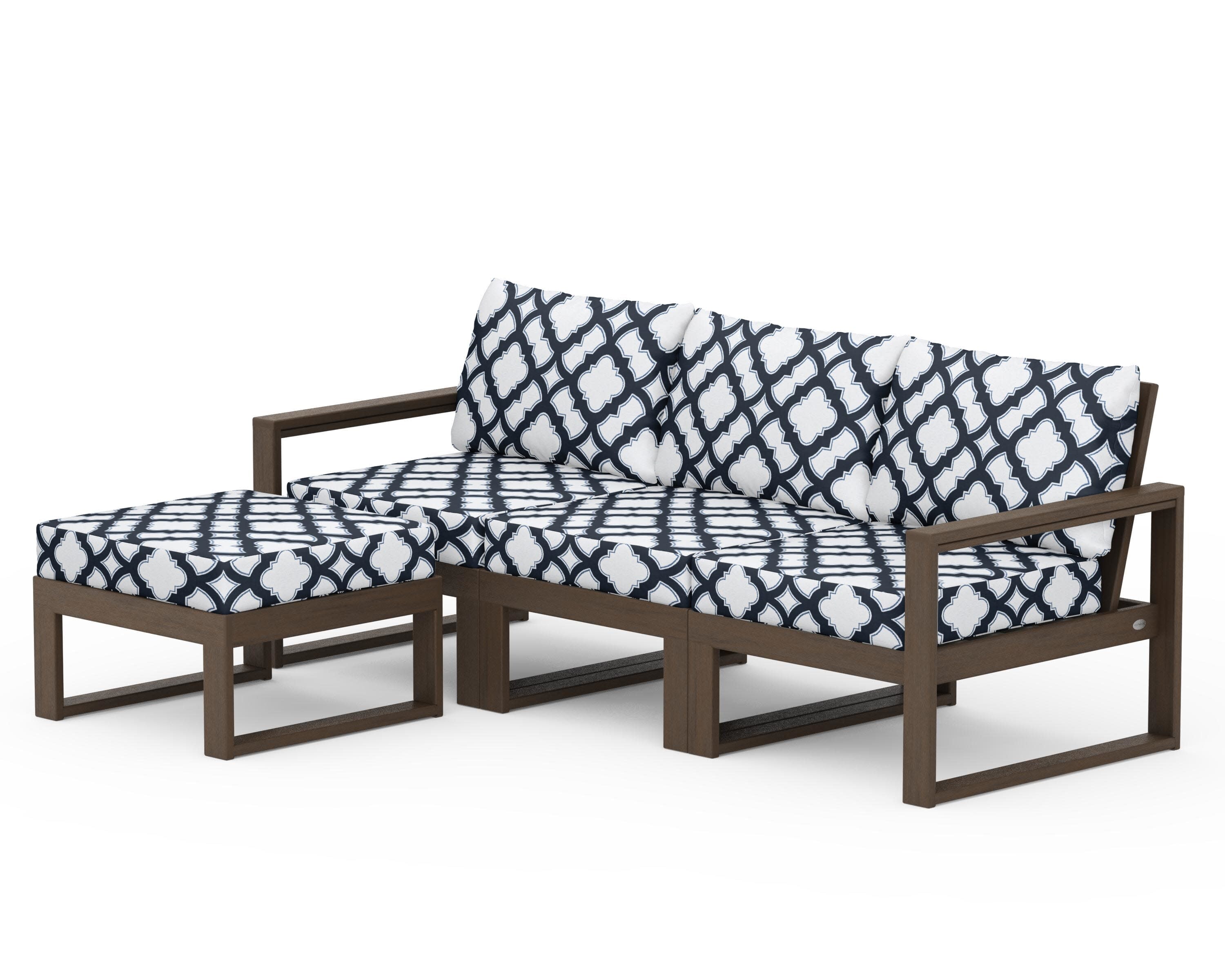 EDGE 4-Piece Modular Deep Seating Set with Ottoman in Kona / Trellis Marine Indigo