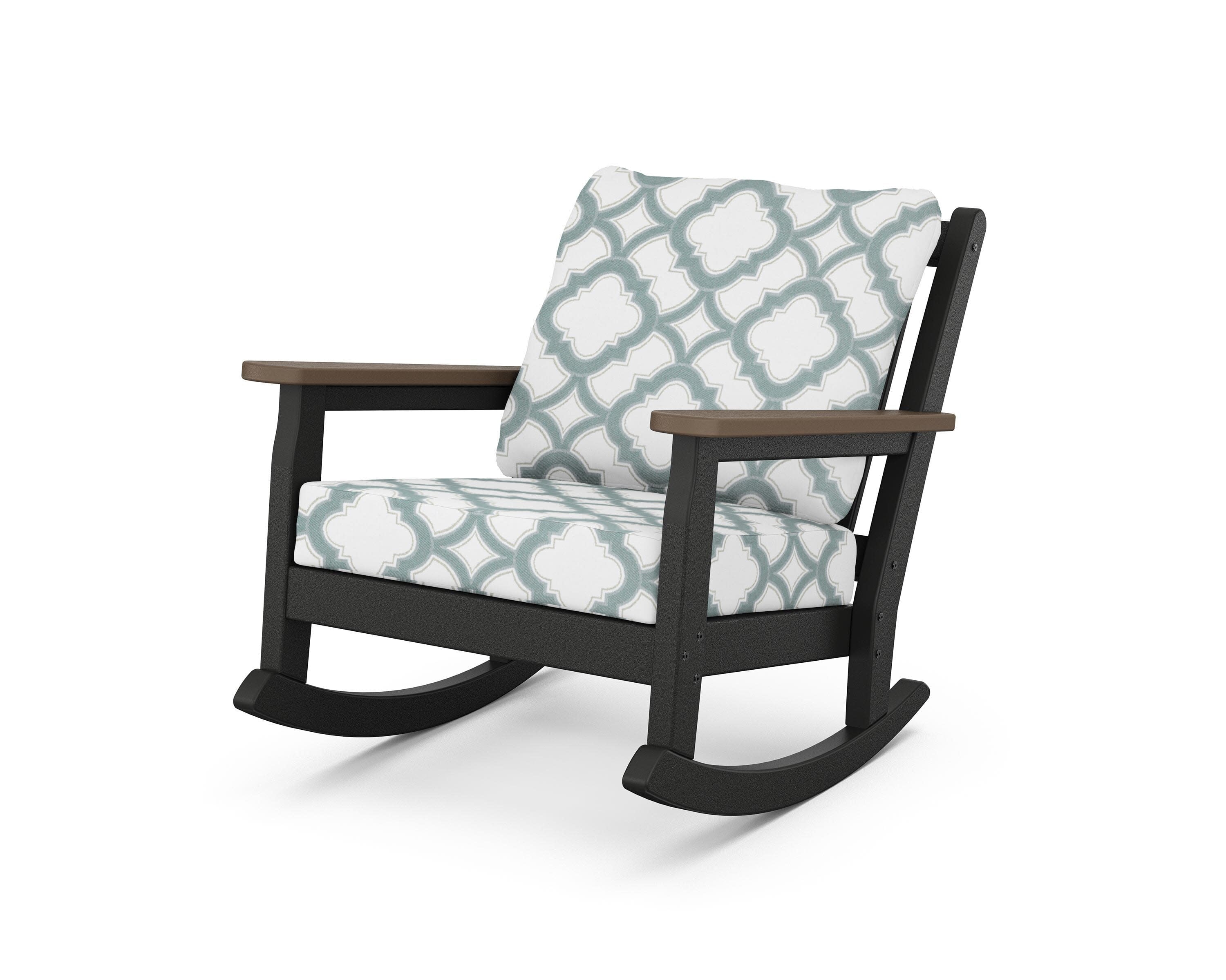 Chippendale Deep Seating Rocking Chair in Black / Kona / Trellis Glacier Spa
