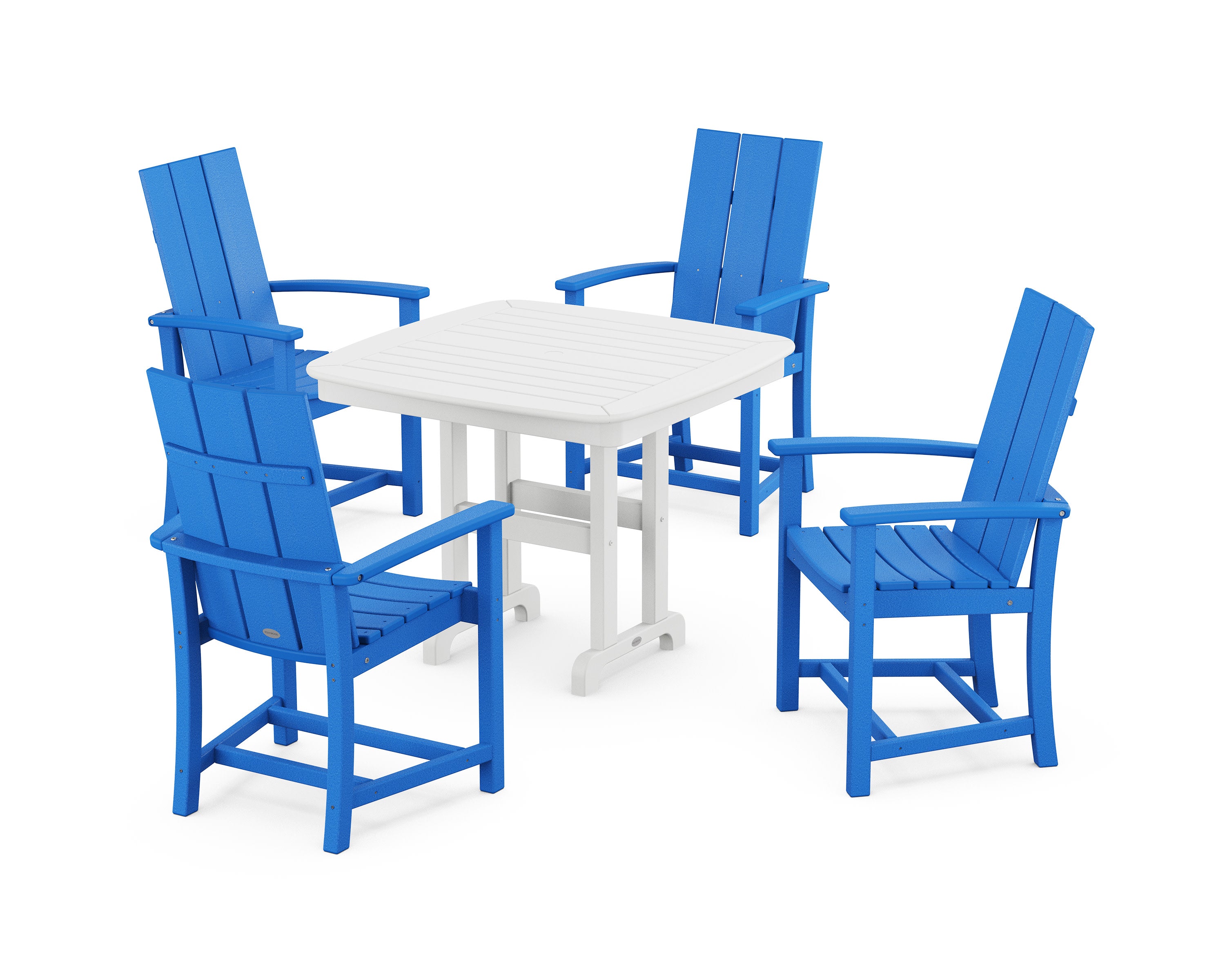 Modern Adirondack 5-Piece Dining Set in Pacific Blue / White