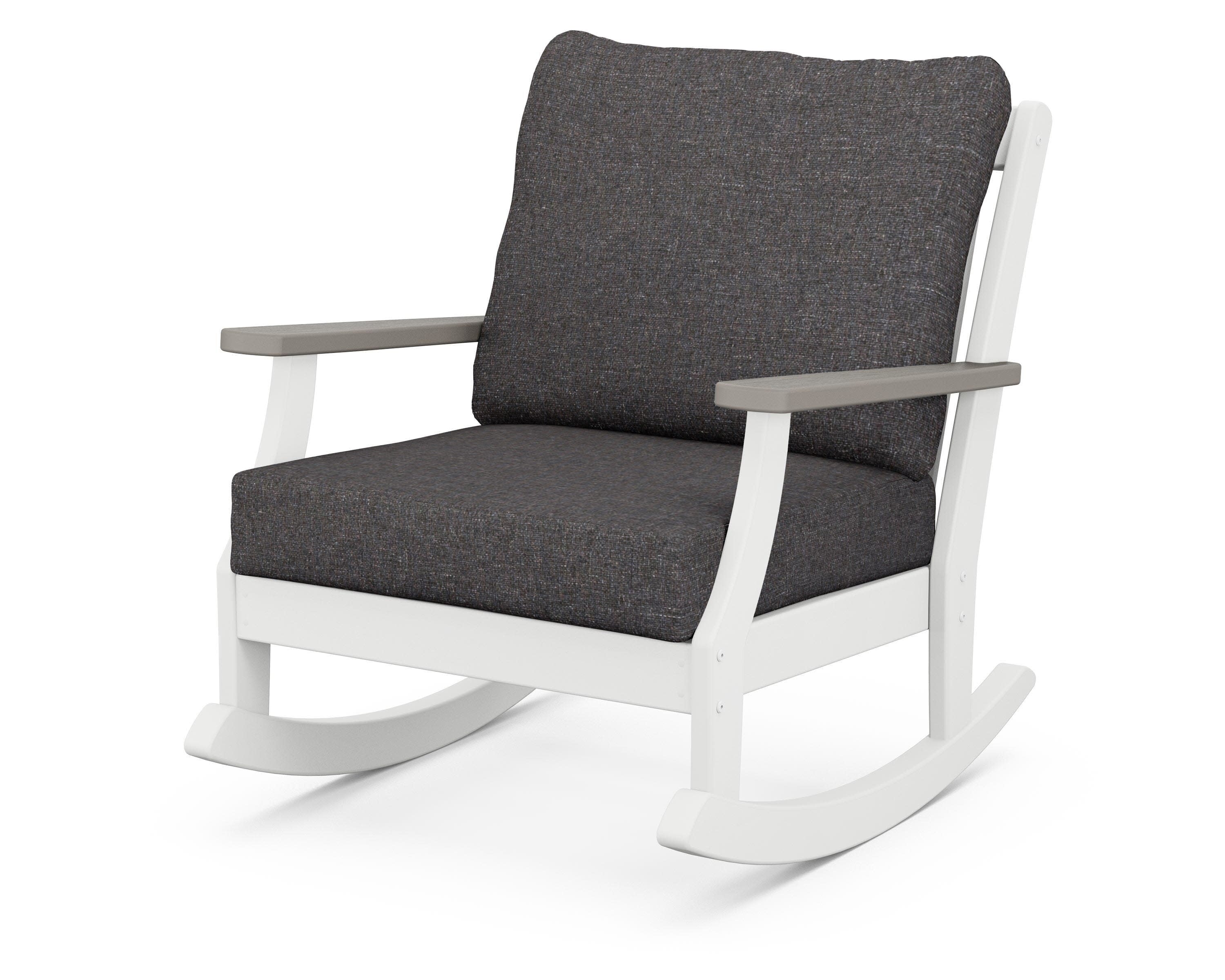 Braxton Deep Seating Rocking Chair in White / Driftwood / Ash Charcoal