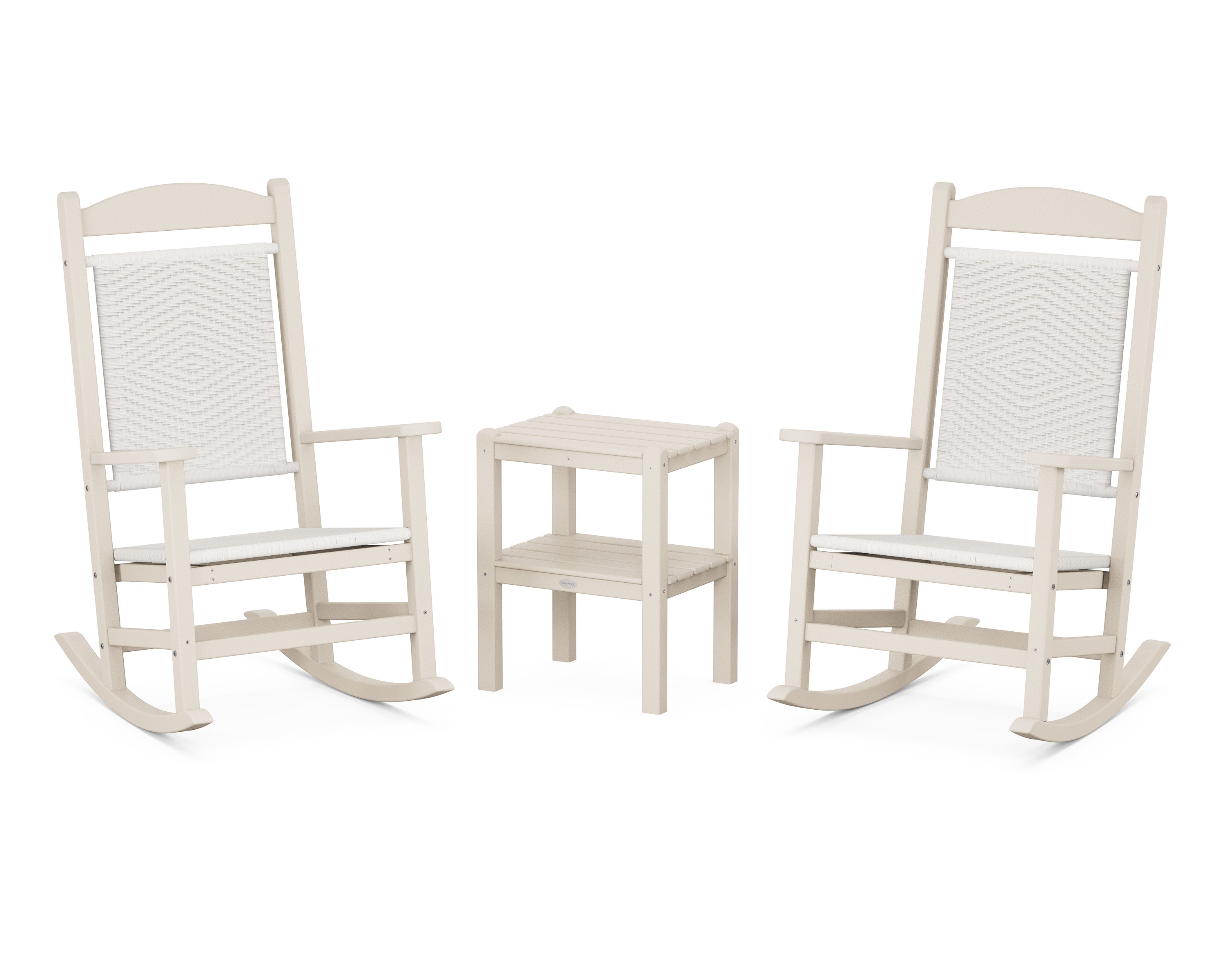 Presidential Woven Rocker 3-Piece Set in Sand / White Loom