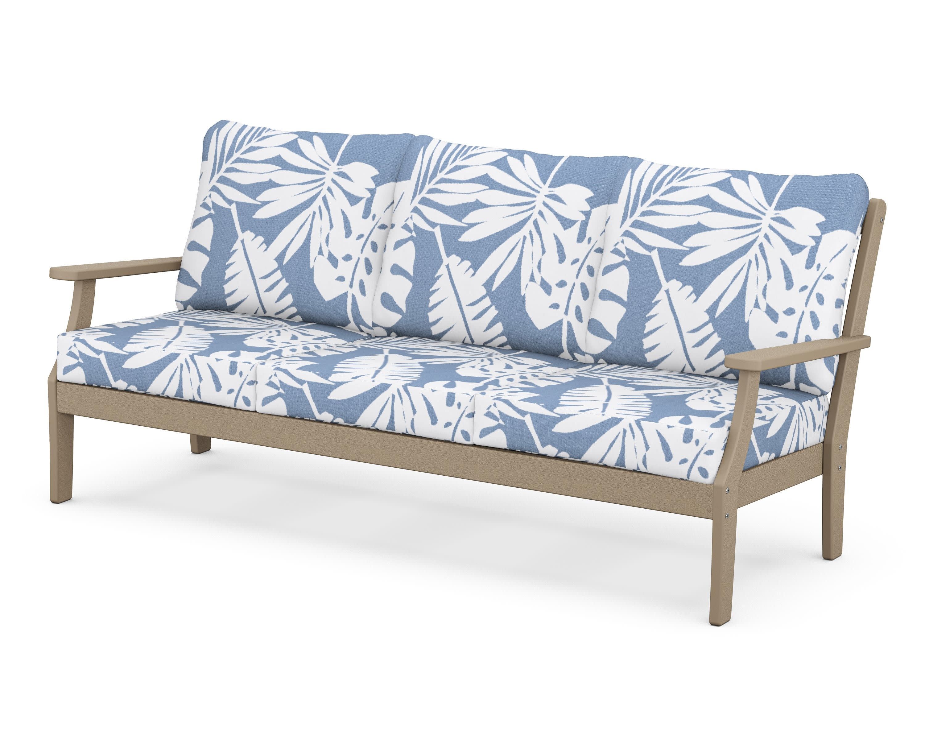 Braxton Deep Seating Sofa in Vintage Sahara / Leaf Sky Blue