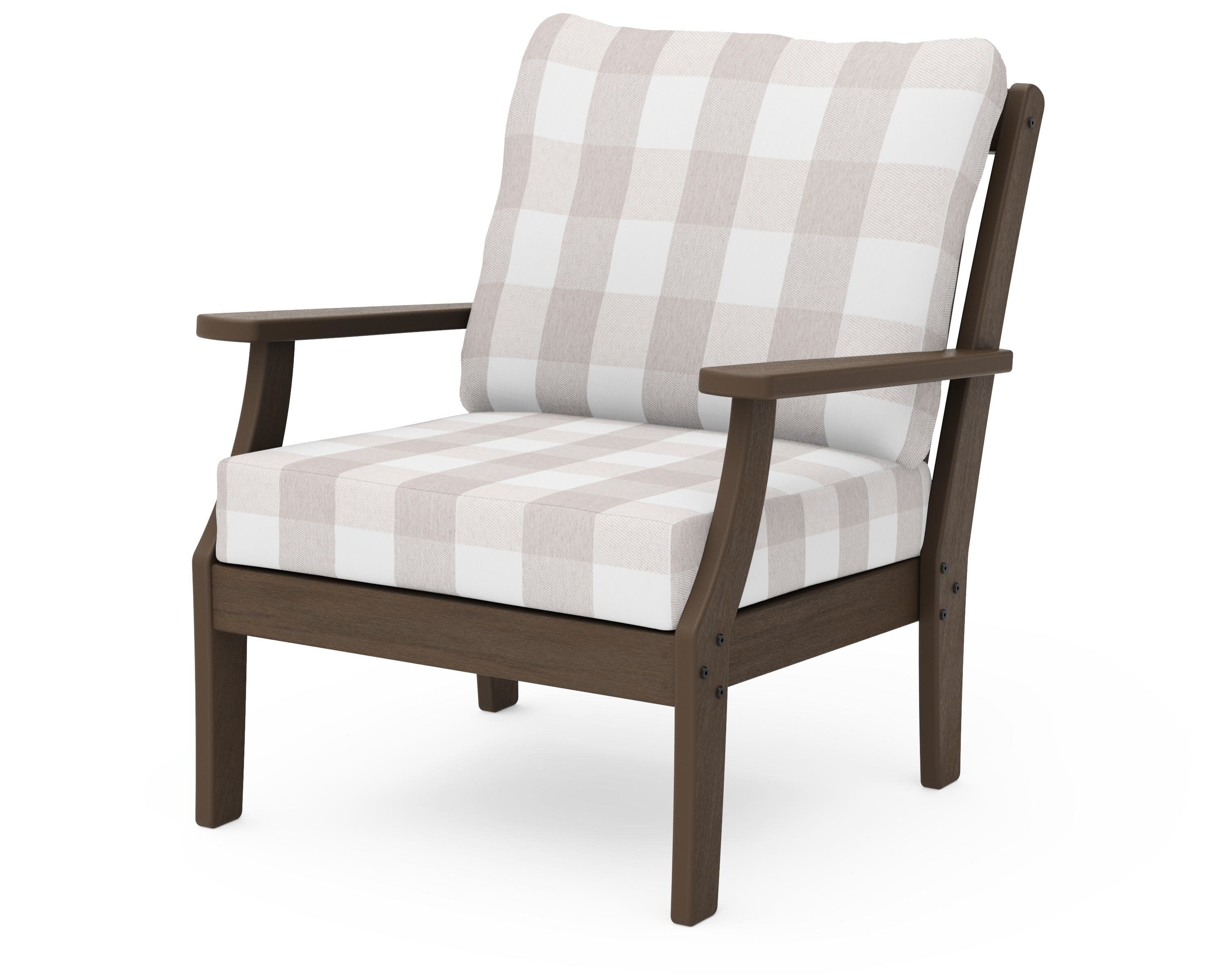 Braxton Deep Seating Chair in Kona / Buffalo Plaid Dune Burlap