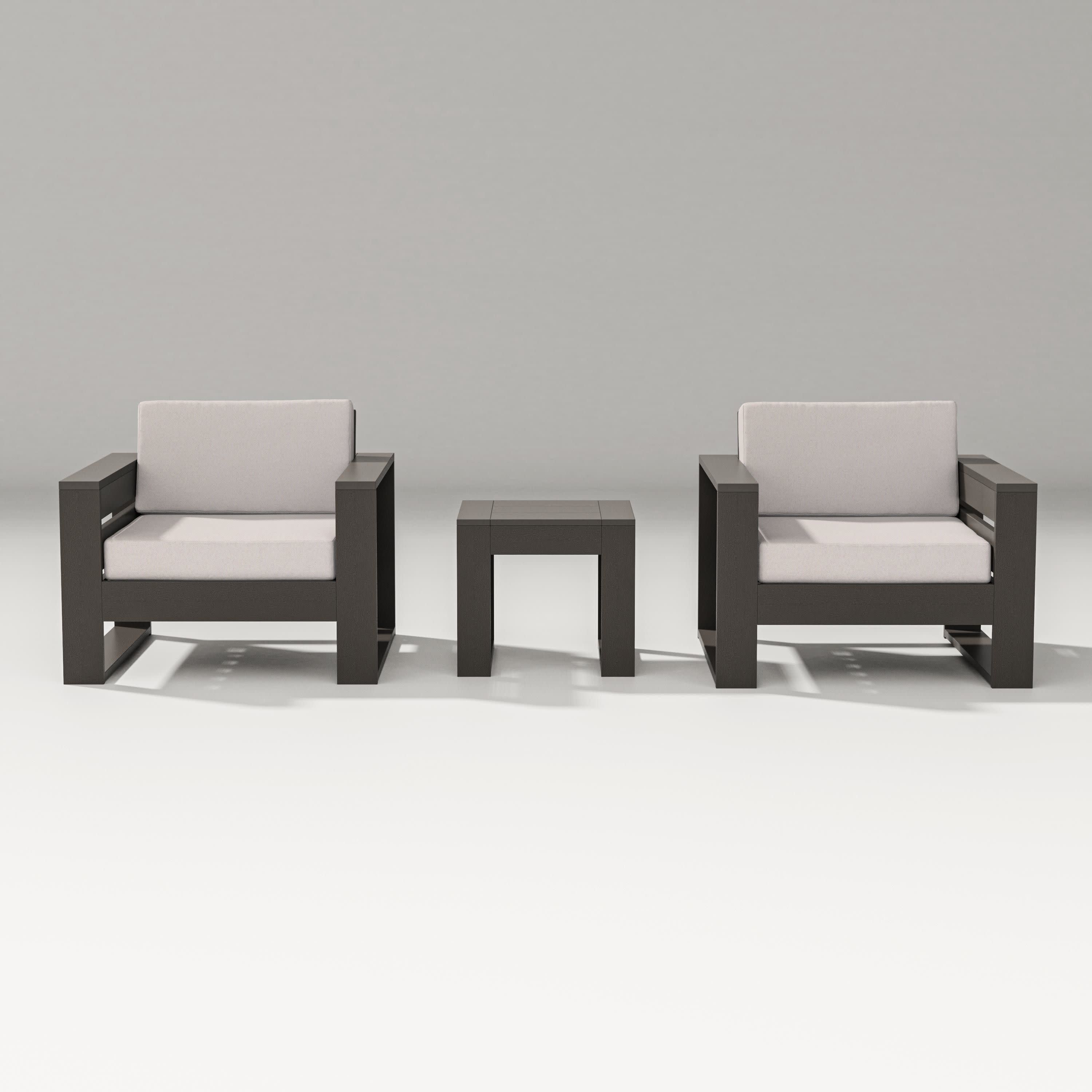 Latitude 3-Piece Lounge Chair Set in Vintage Coffee / Dune Burlap