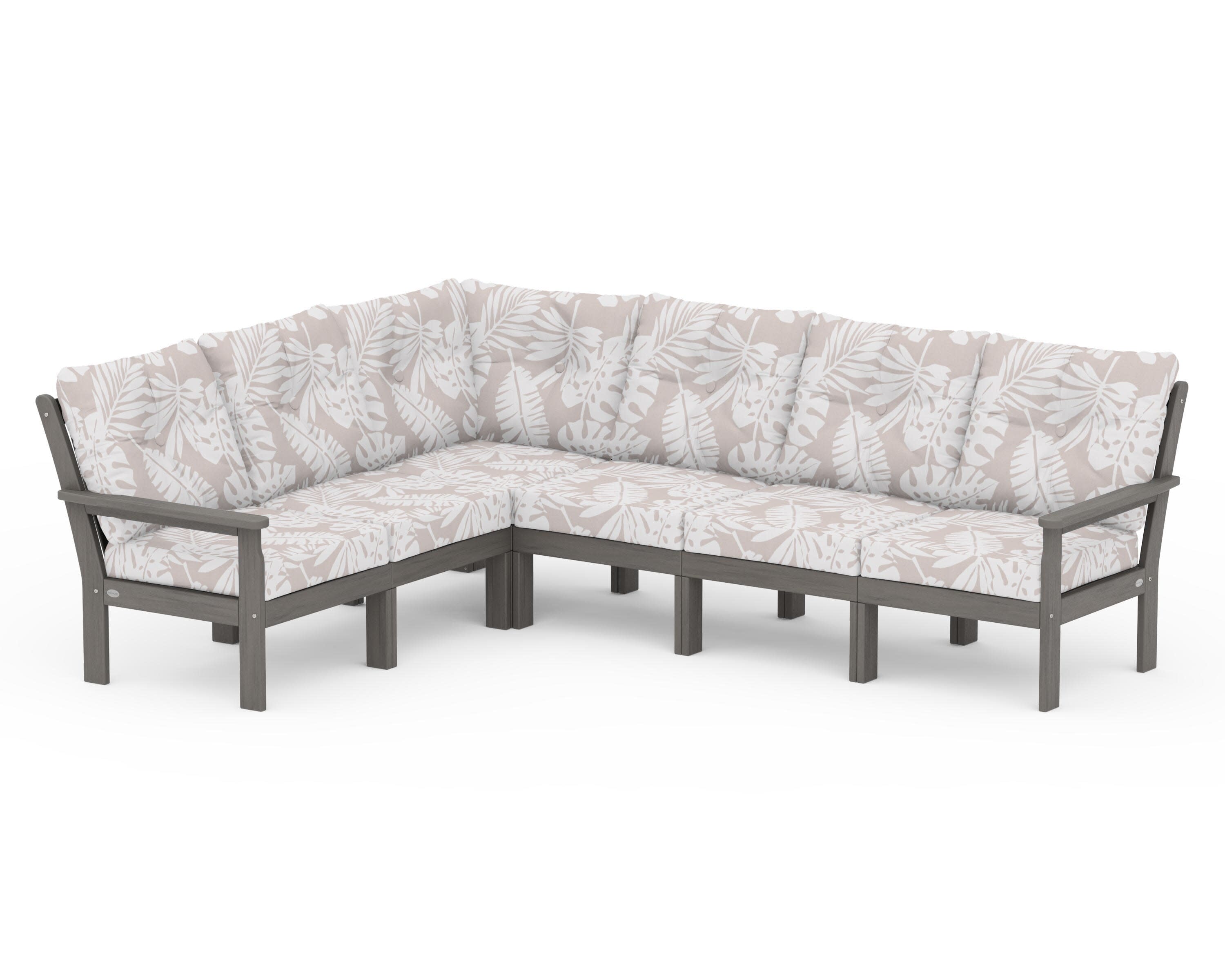 Vineyard 6-Piece Sectional in Driftwood / Leaf Dune Burlap