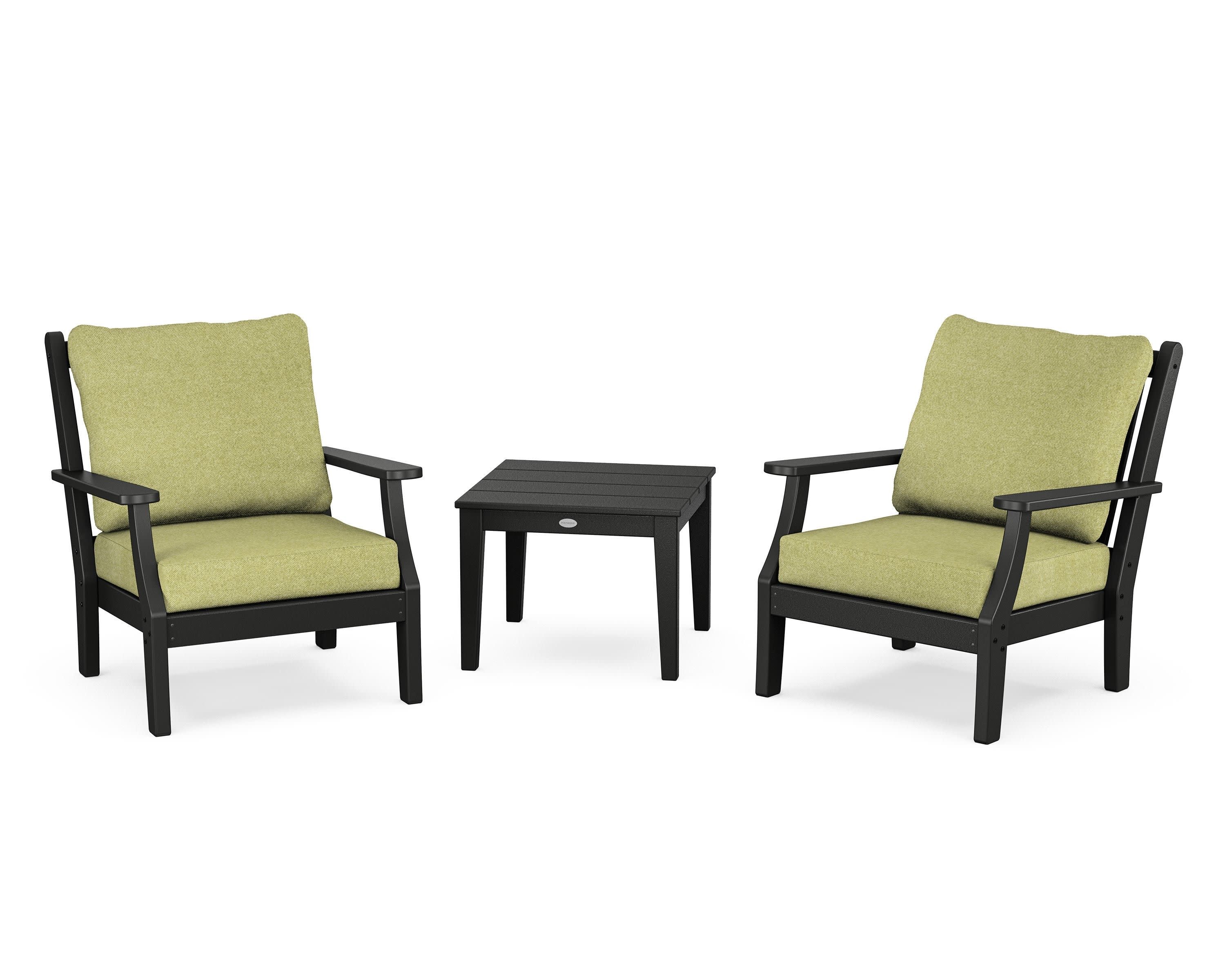 Wovendale 3-Piece Deep Seating Set in Black / Chartreuse Boucle