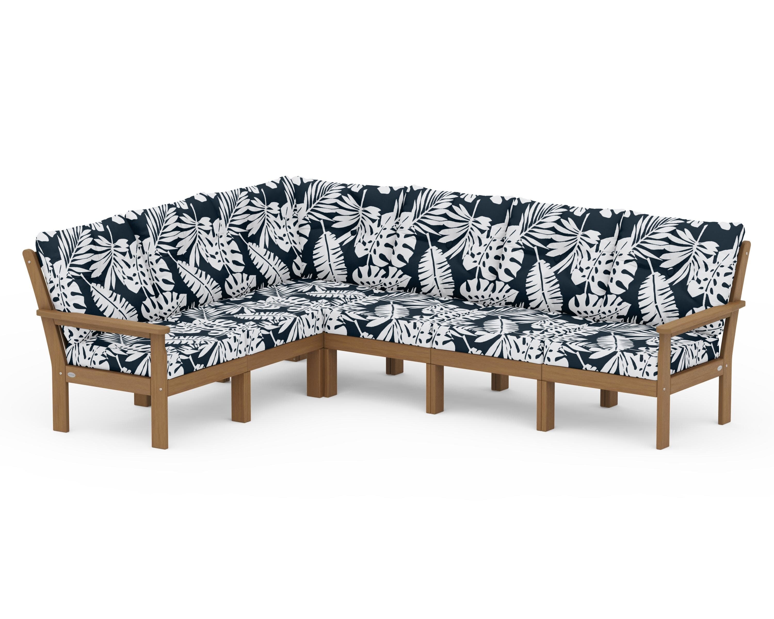 Vineyard 6-Piece Sectional in Natural / Leaf Marine Indigo