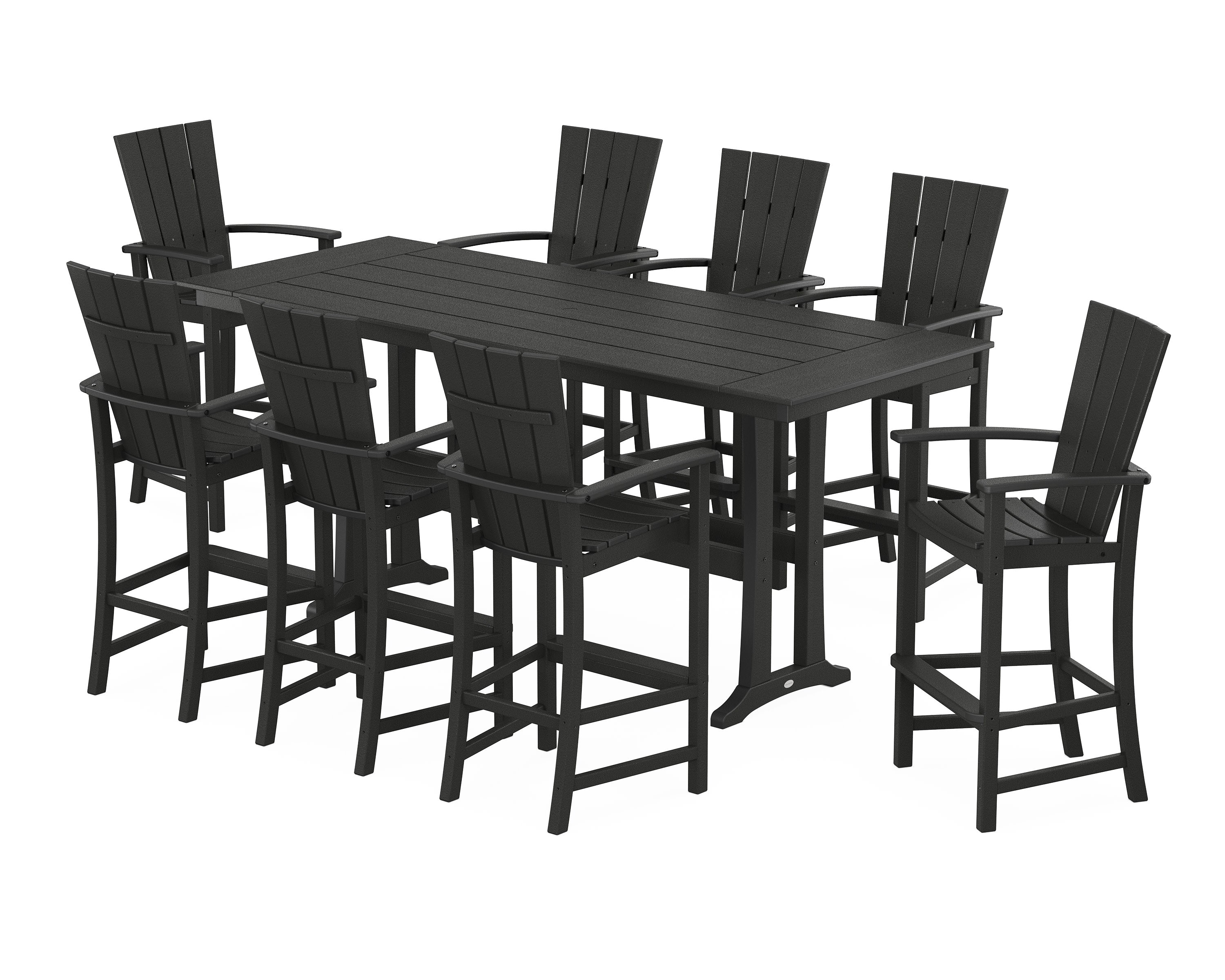 Quattro Adirondack 9-Piece Farmhouse Bar Set with Trestle Legs in Black