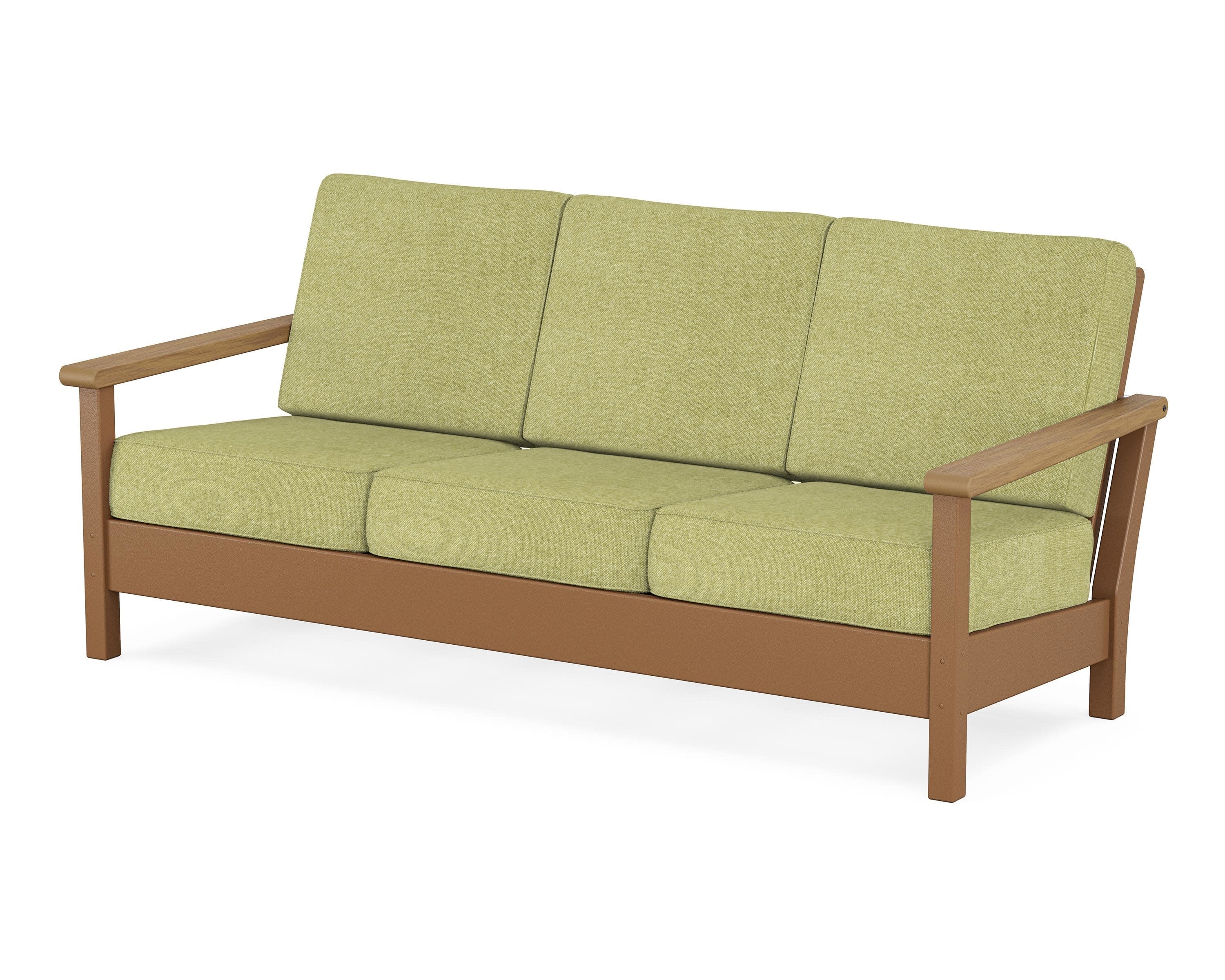 Harbour Deep Seating Sofa in Teak / Natural / Chartreuse Boucle