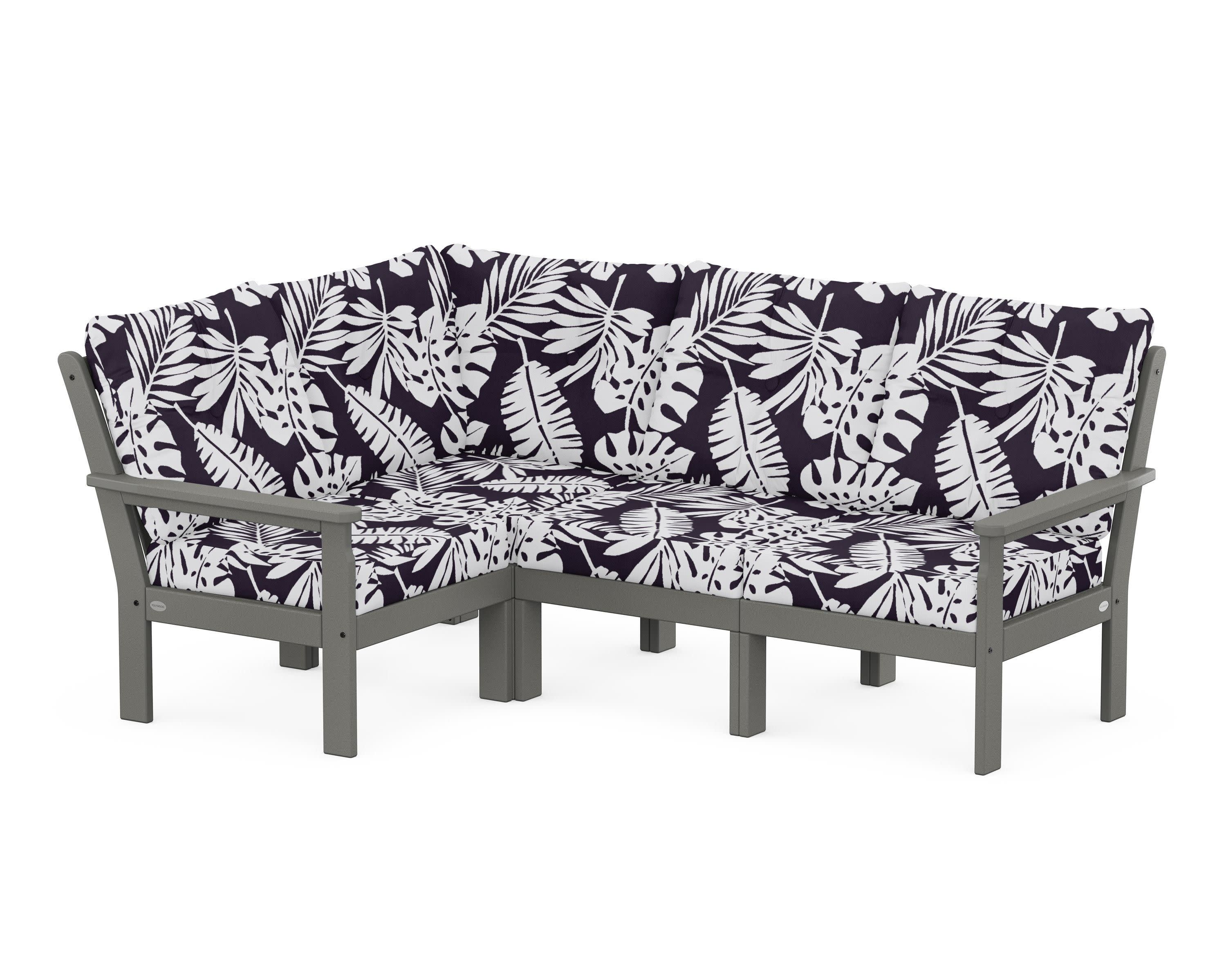 Vineyard 4-Piece Sectional in Slate Grey / Leaf Navy
