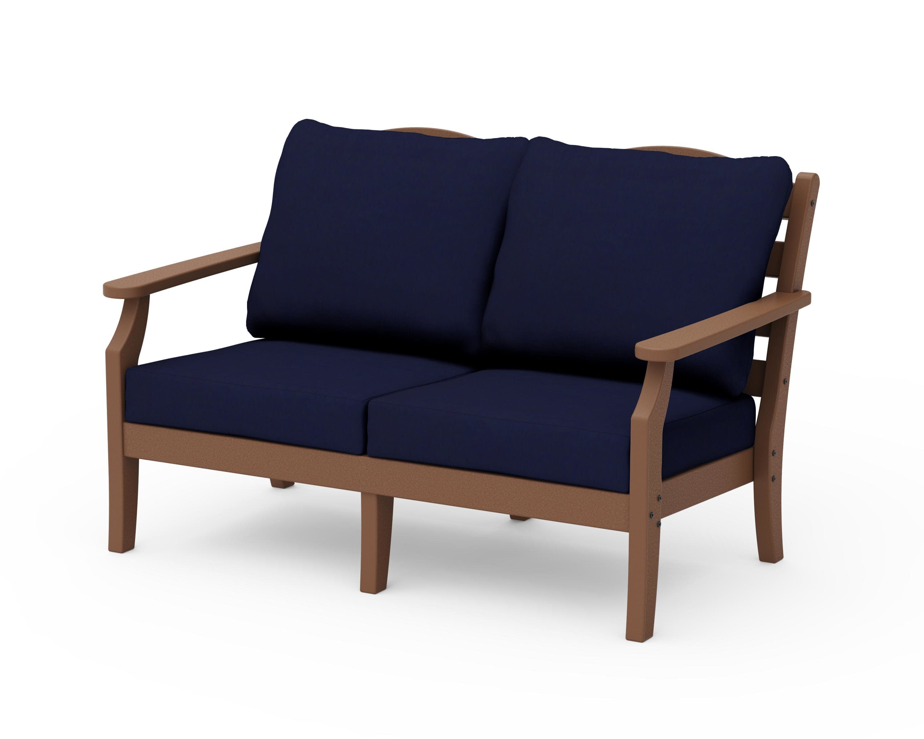 Savannah Deep Seating Loveseat in Teak / Navy