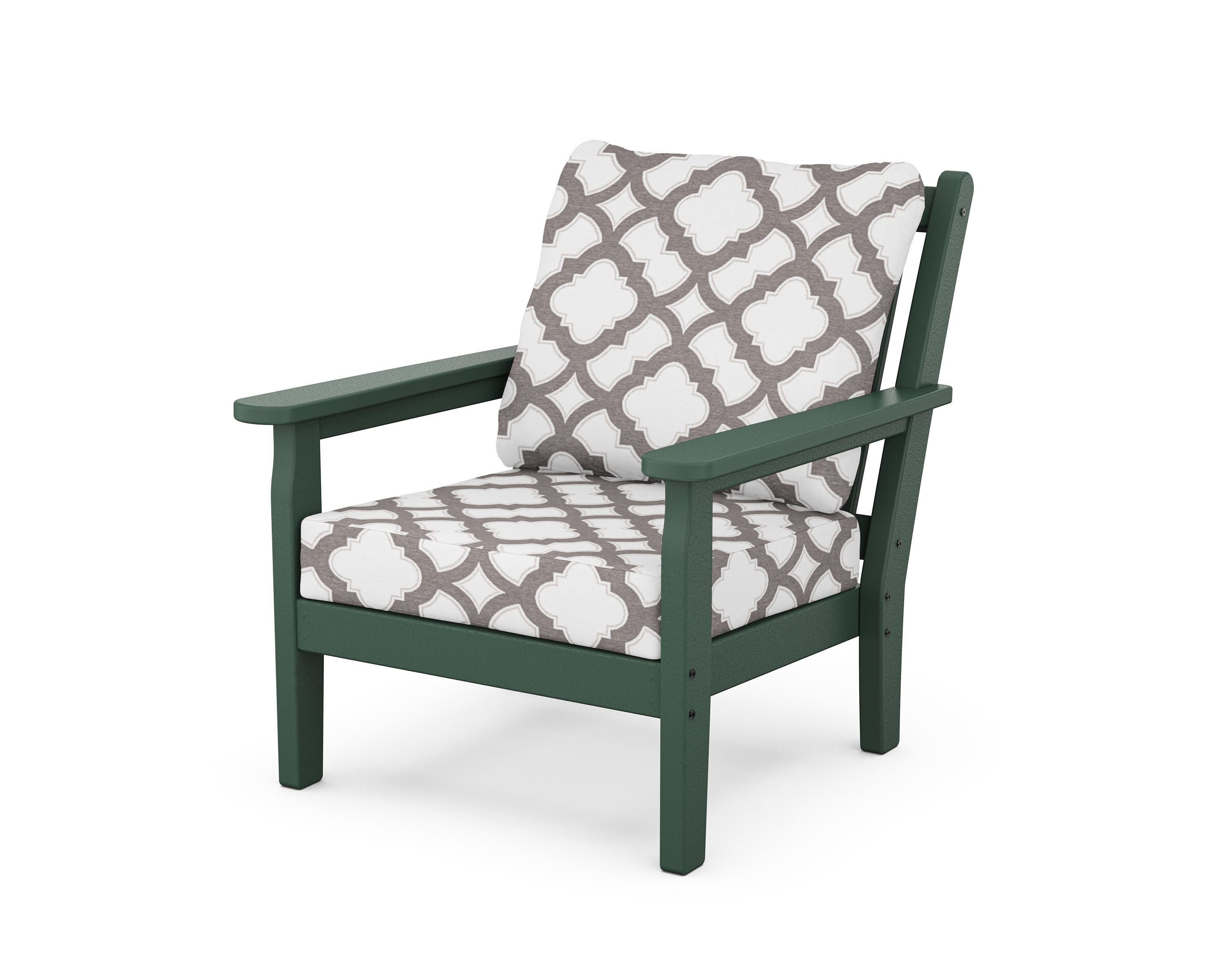 Chippendale Deep Seating Chair in Green / Trellis Grey Mist