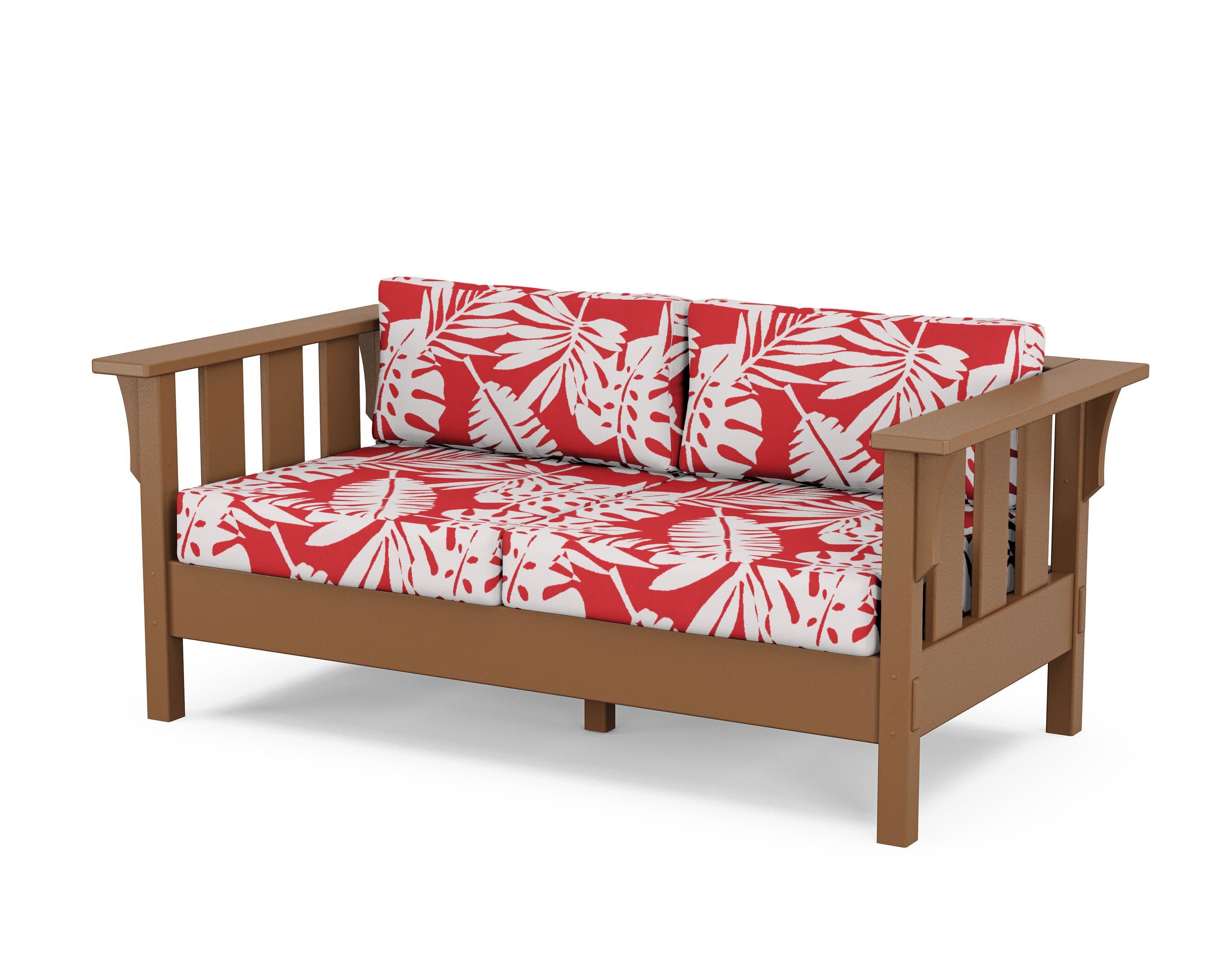 Acadia Deep Seating Loveseat in Teak / Leaf Crimson