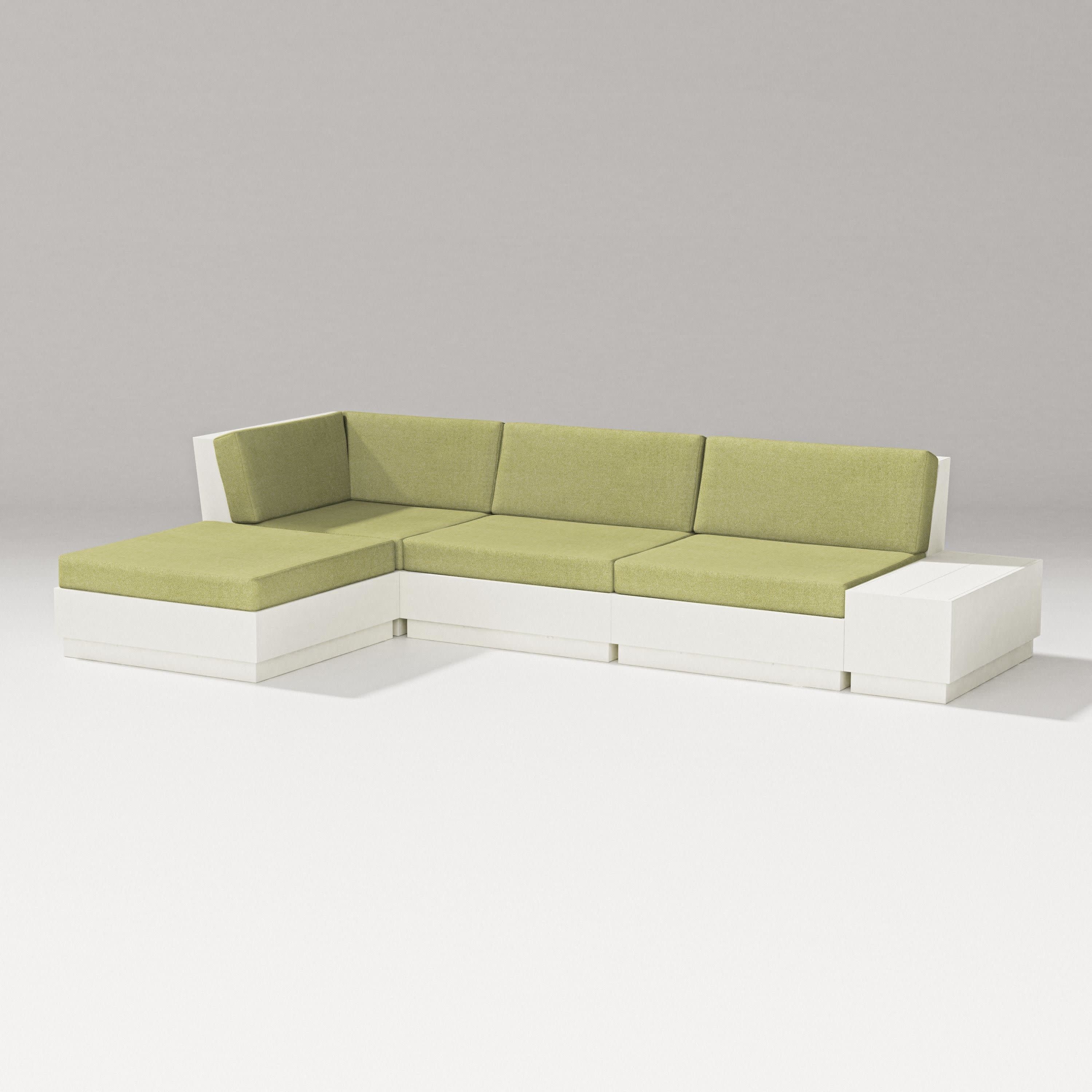 Elevate Chaise Sectional in Vintage White / Chartreuse Boucle