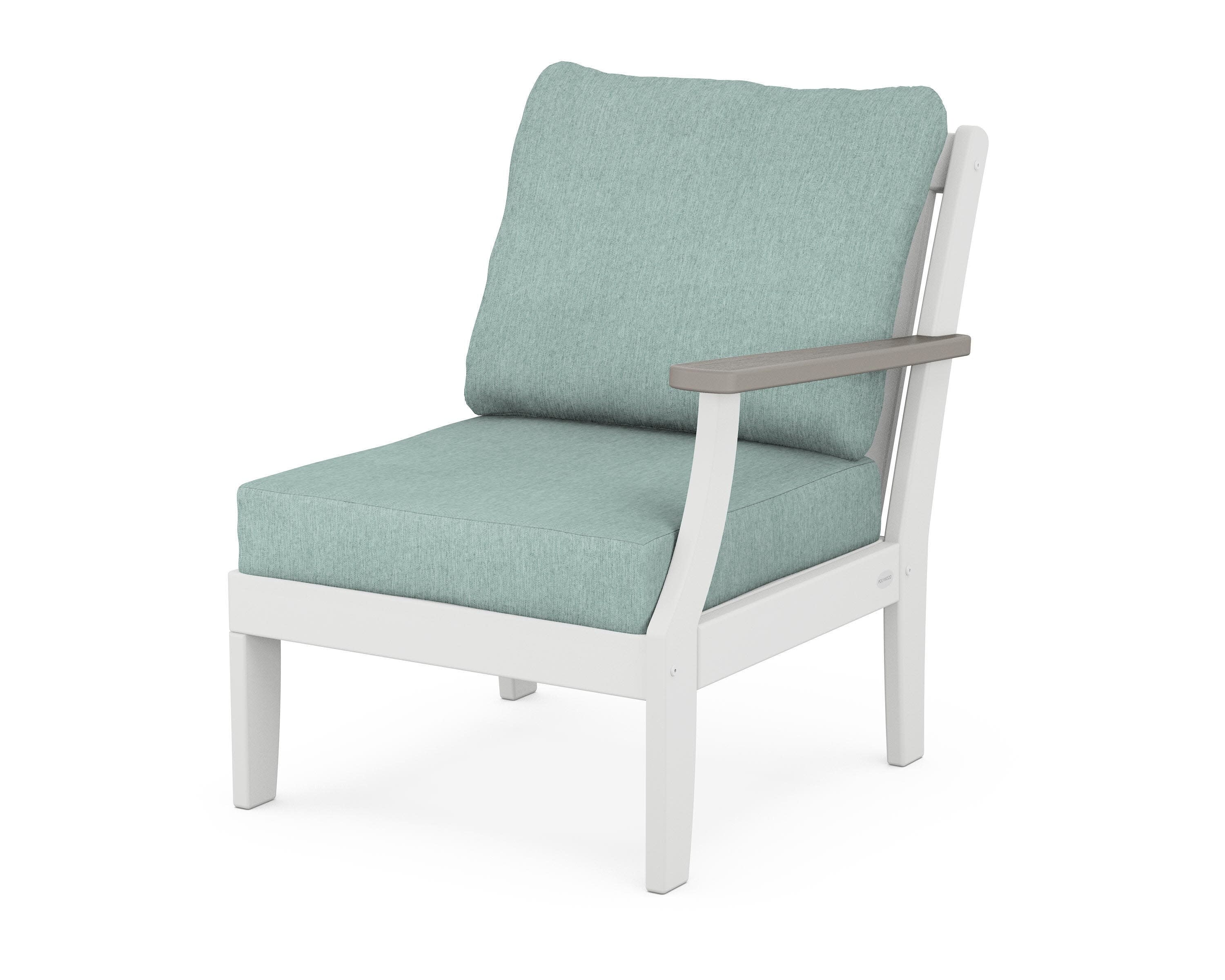 Braxton Modular Right Arm Chair in White / Driftwood / Glacier Spa
