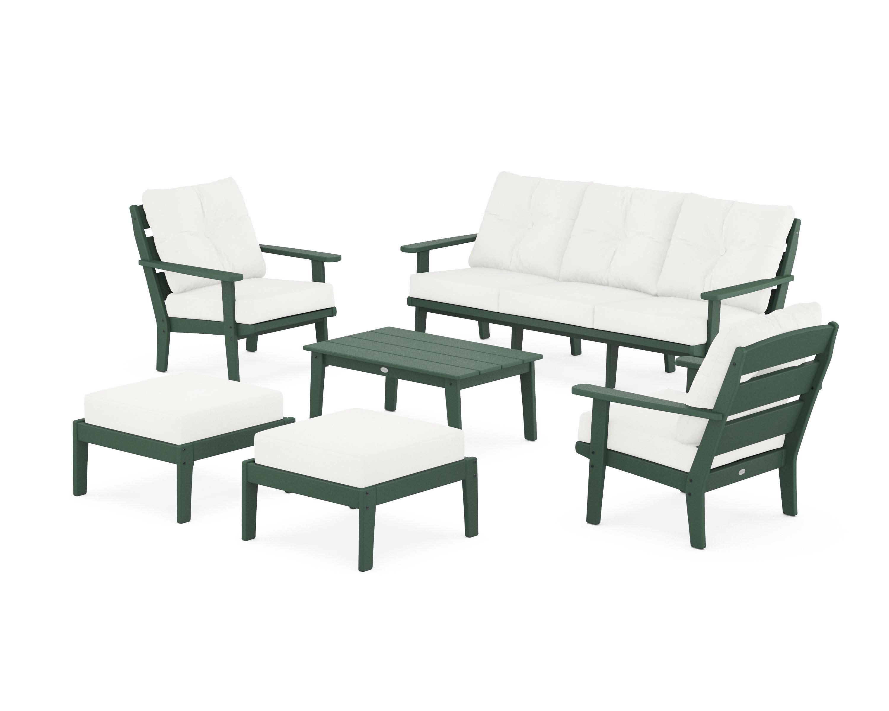 Lakeside 6-Piece Lounge Sofa Set in Green / Natural Linen