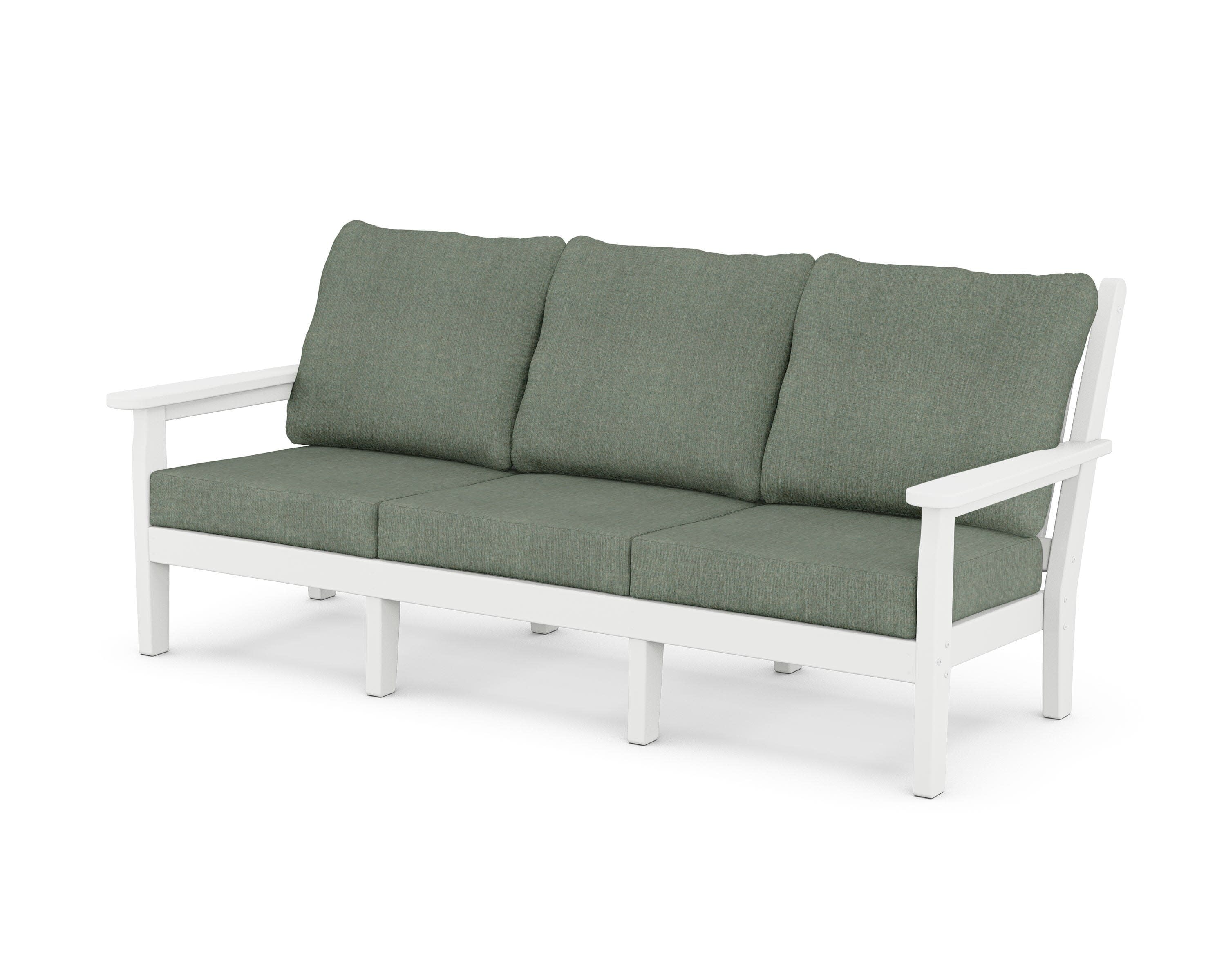 Chippendale Deep Seating Sofa in White / Cast Sage