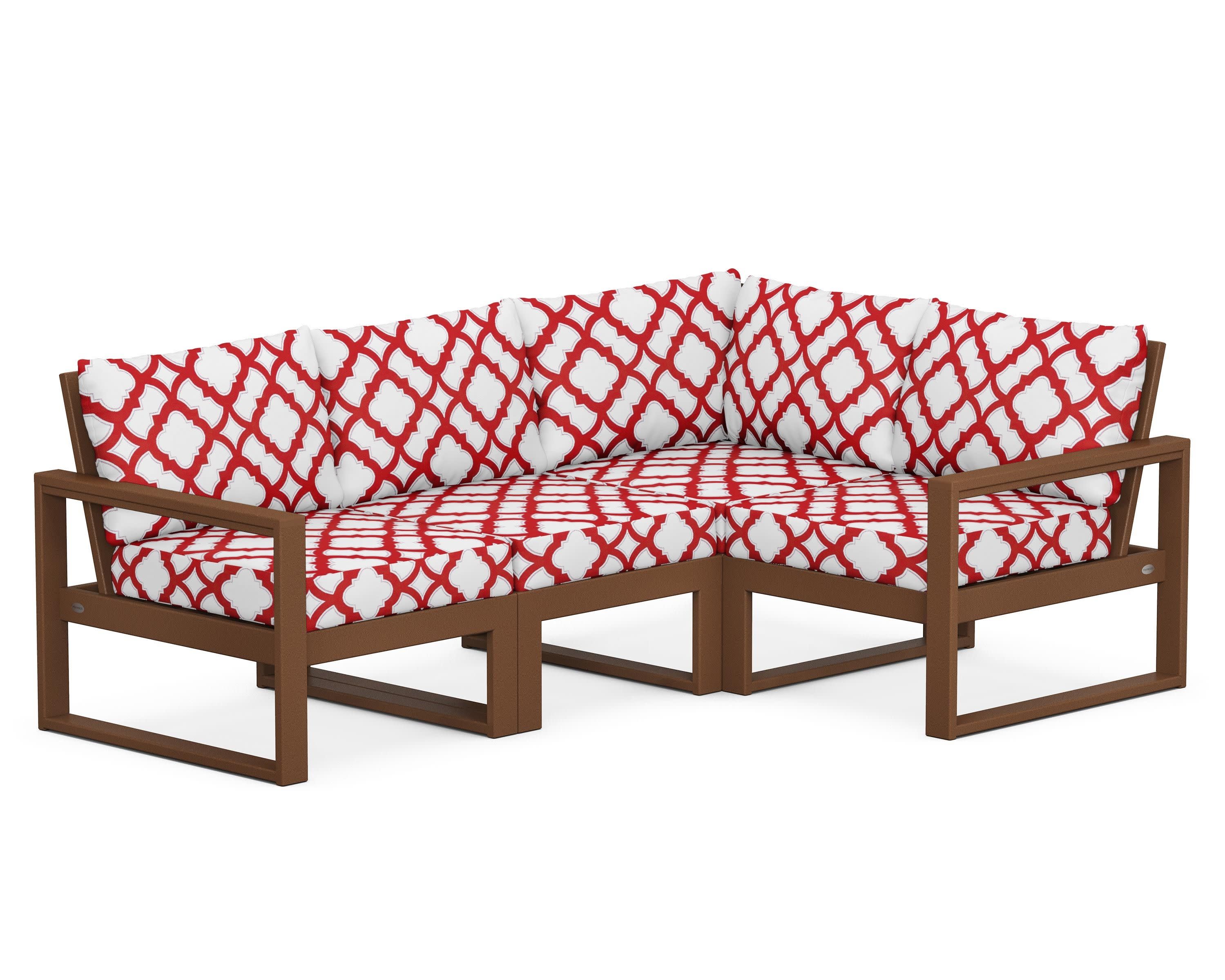 EDGE 4-Piece Modular Deep Seating Set in Teak / Trellis Crimson