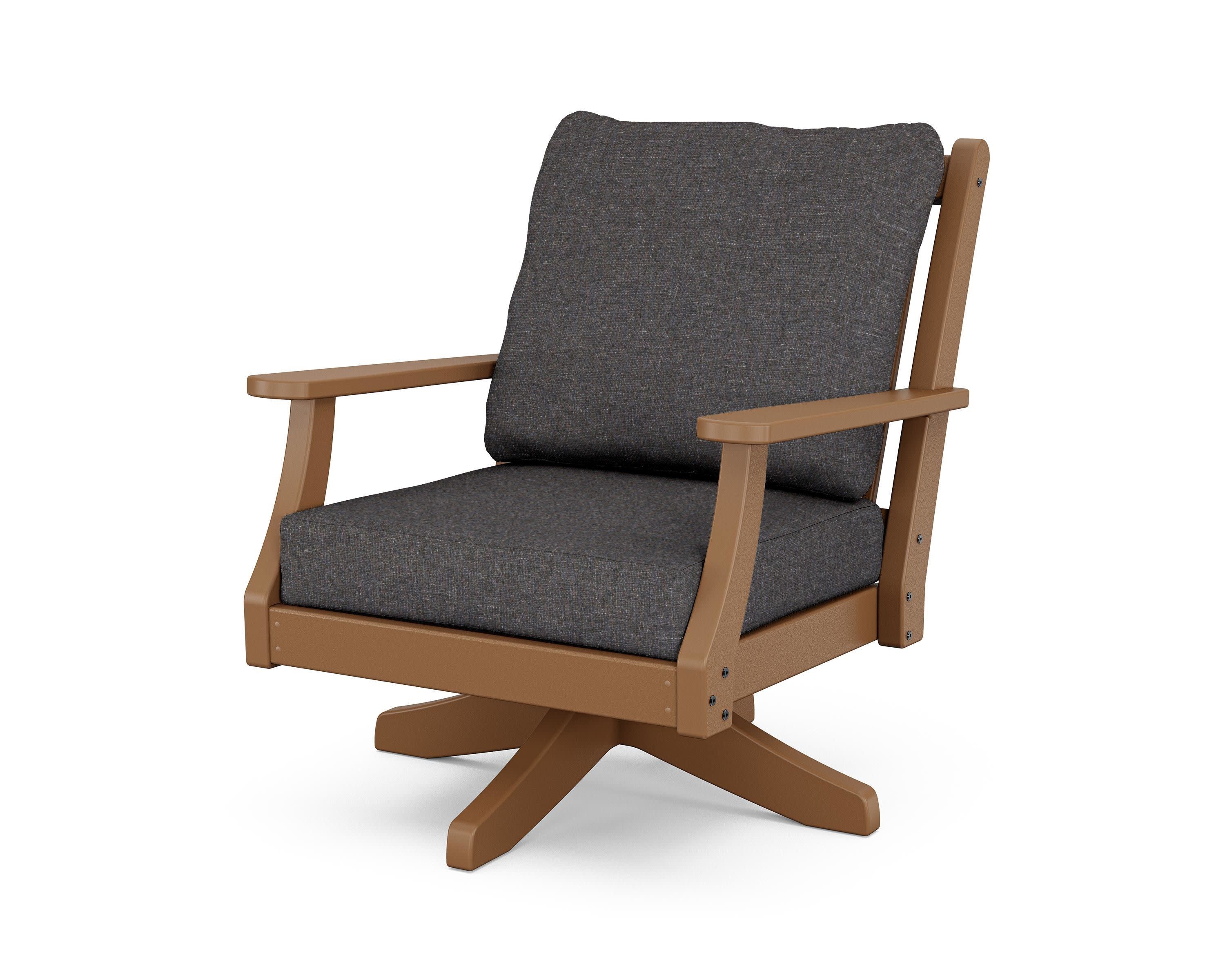 Wovendale Deep Seating Swivel Chair in Teak / Ash Charcoal