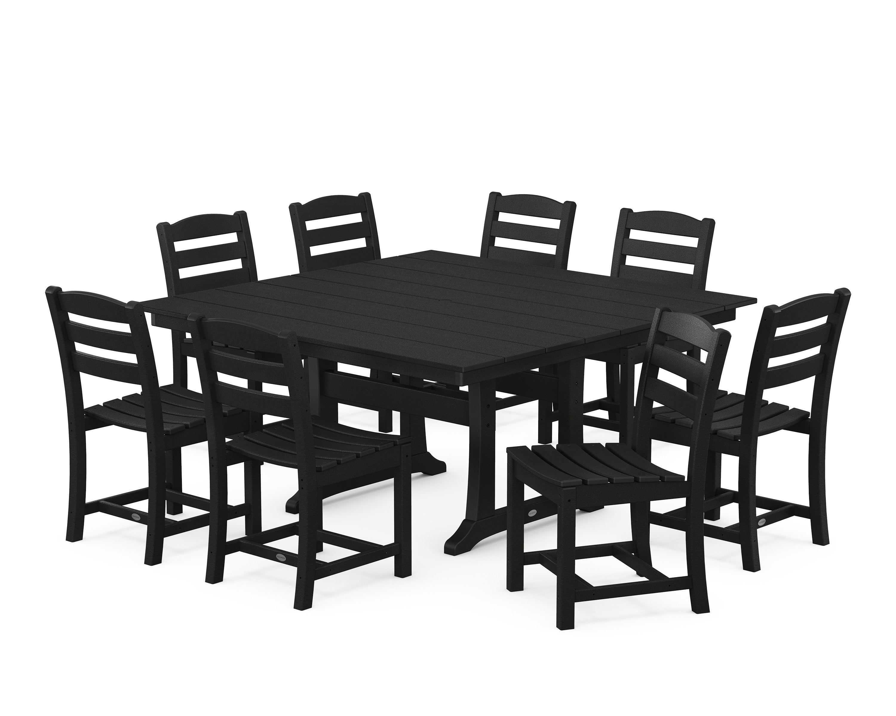 La Casa Caf 9-Piece Farmhouse Trestle Dining Set in Black