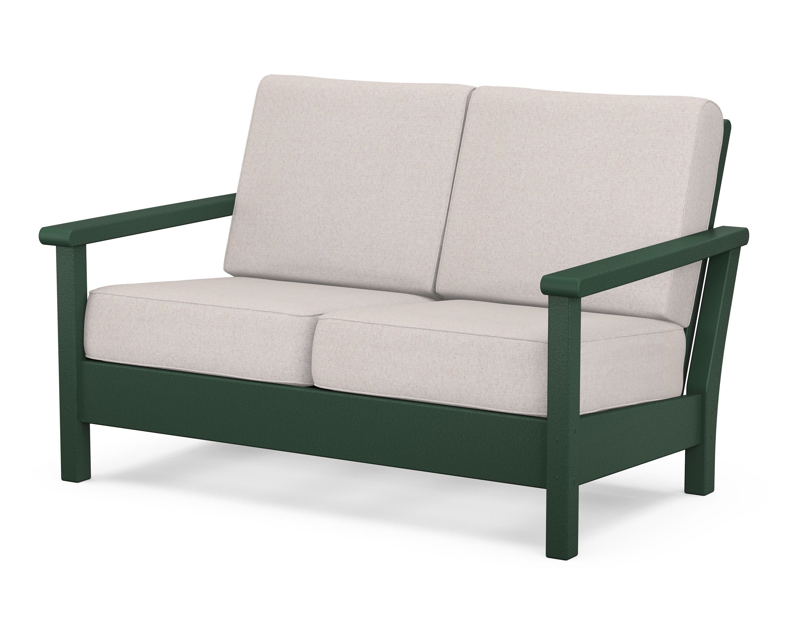 Harbour Deep Seating Loveseat in Green / Dune Burlap
