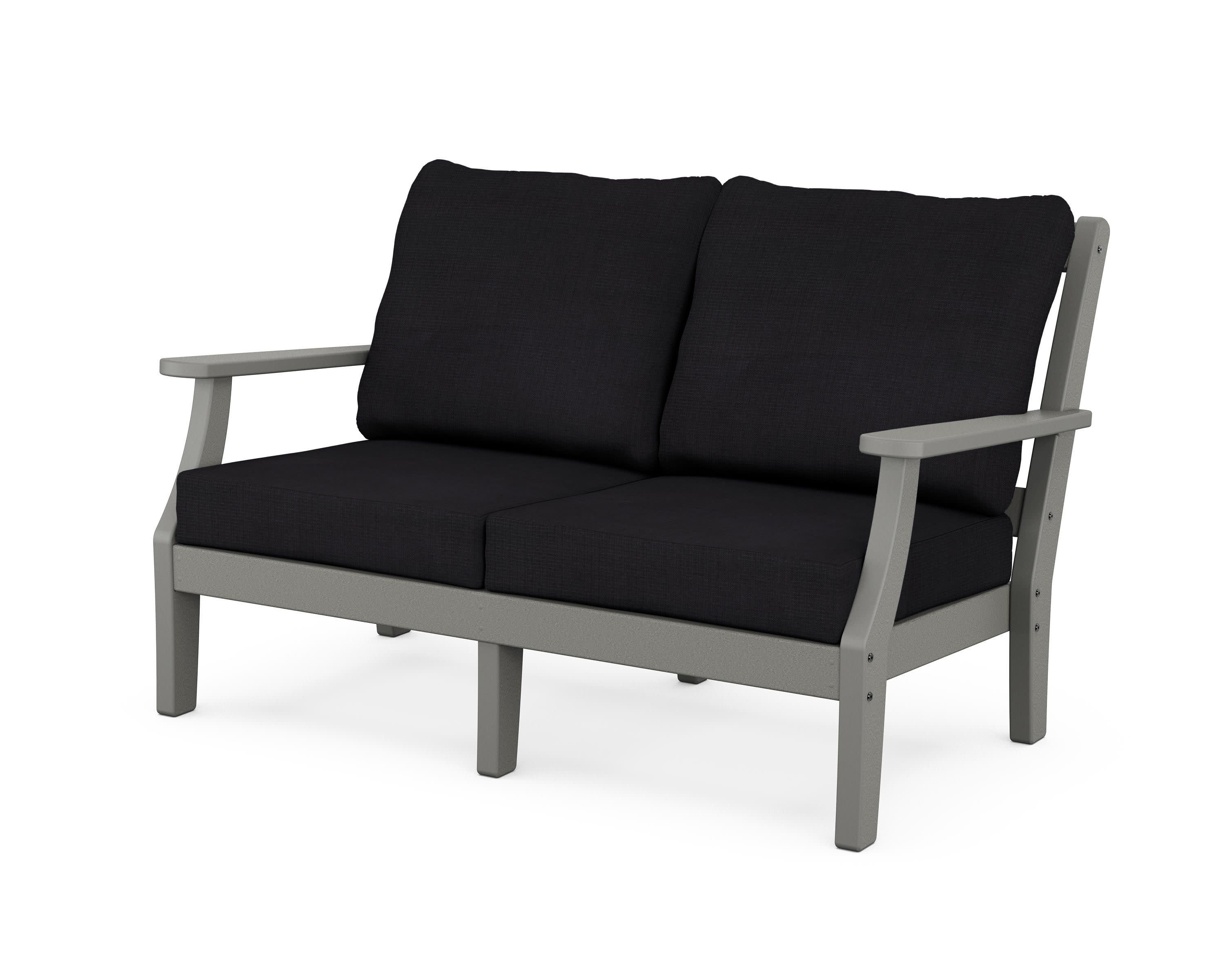 Chinoiserie Deep Seating Loveseat in Slate Grey / Midnight Linen