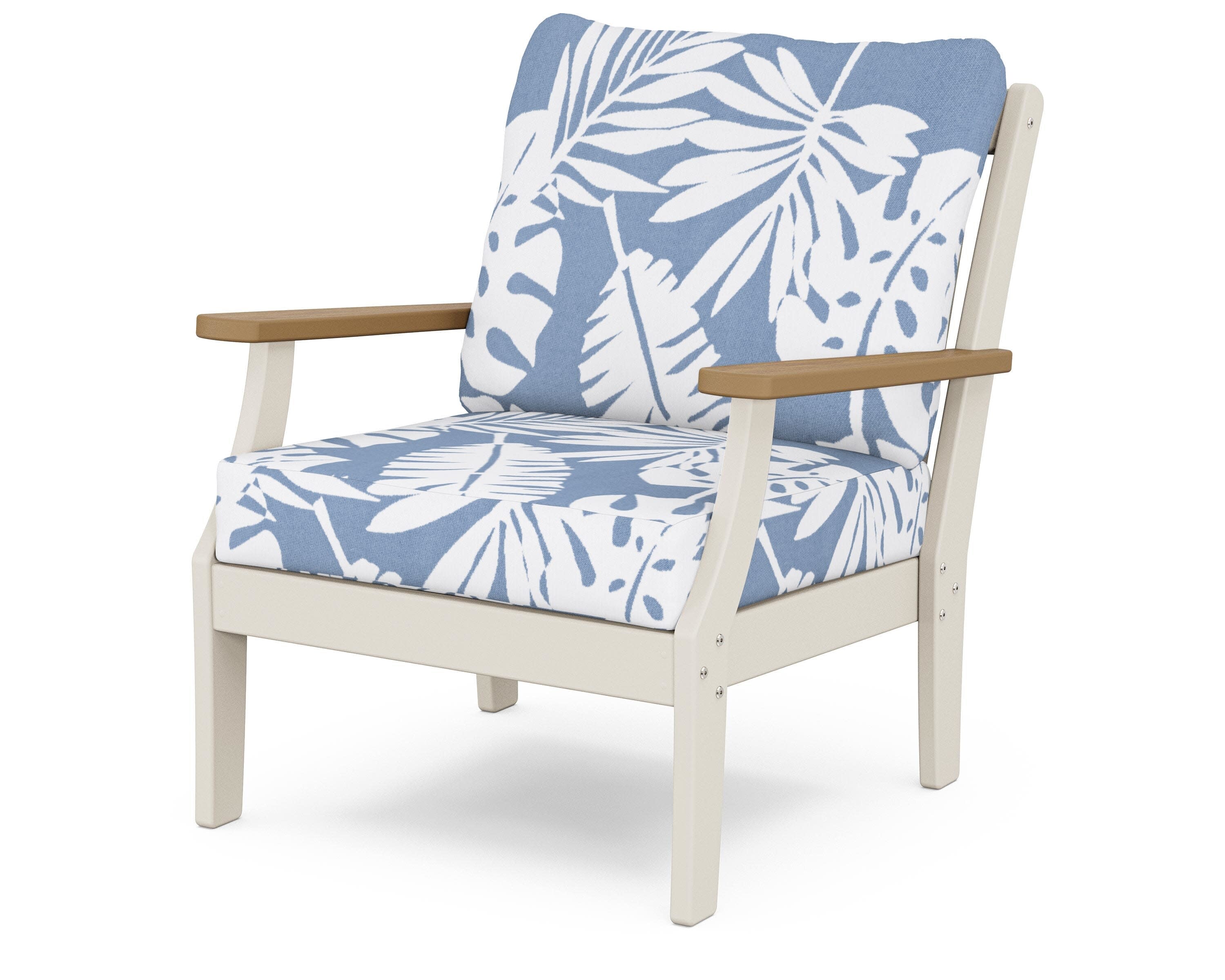 Braxton Deep Seating Chair in Sand / Natural / Leaf Sky Blue