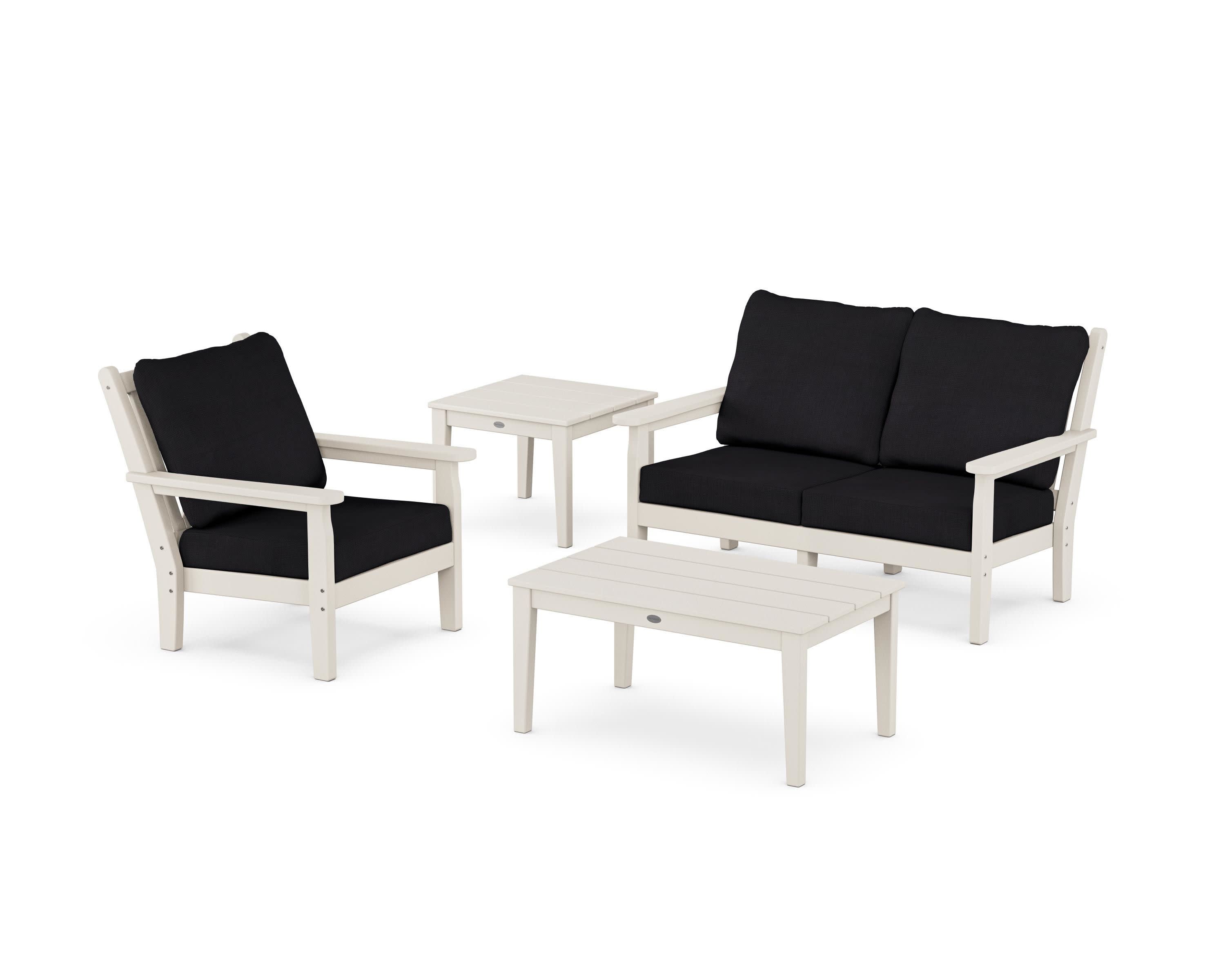 Chippendale 4-Piece Deep Seating Set in Sand / Midnight Linen