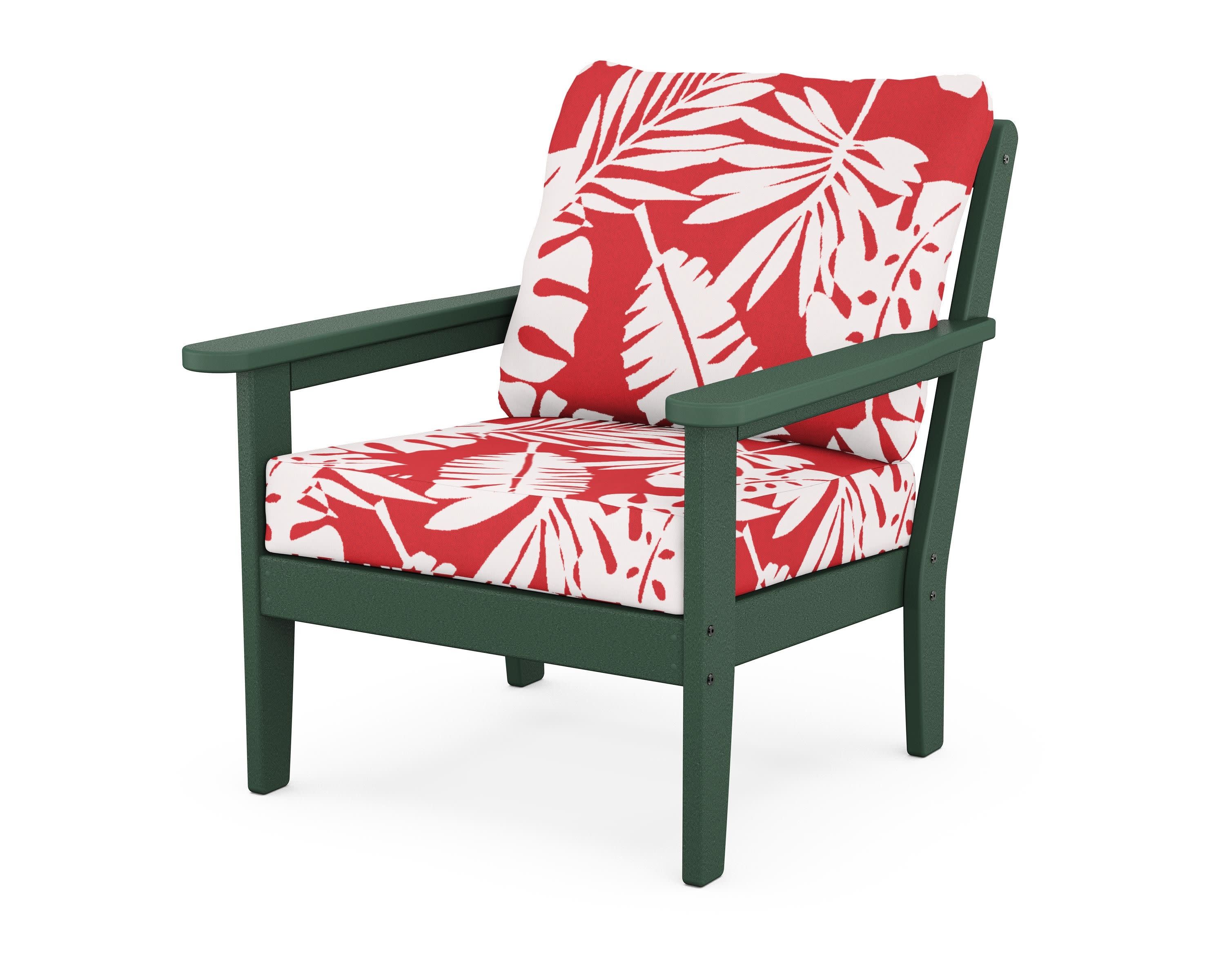 Cottage Deep Seating Chair in Green / Leaf Crimson