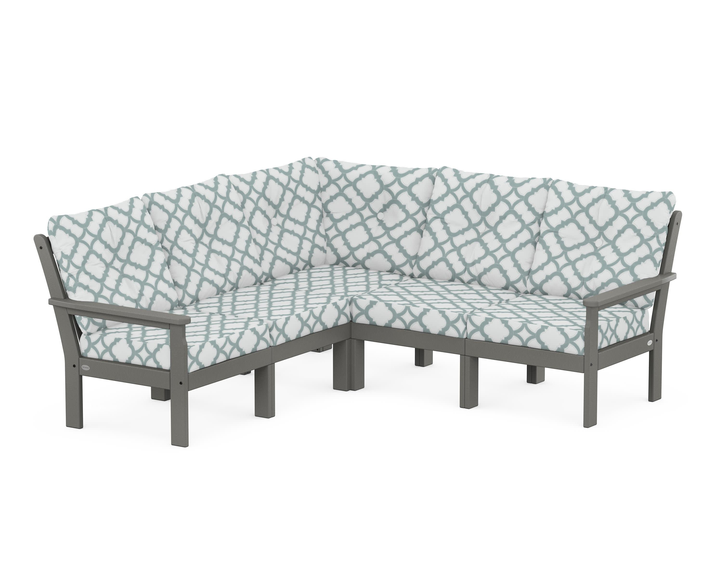 Vineyard 5-Piece Sectional in Slate Grey / Trellis Glacier Spa