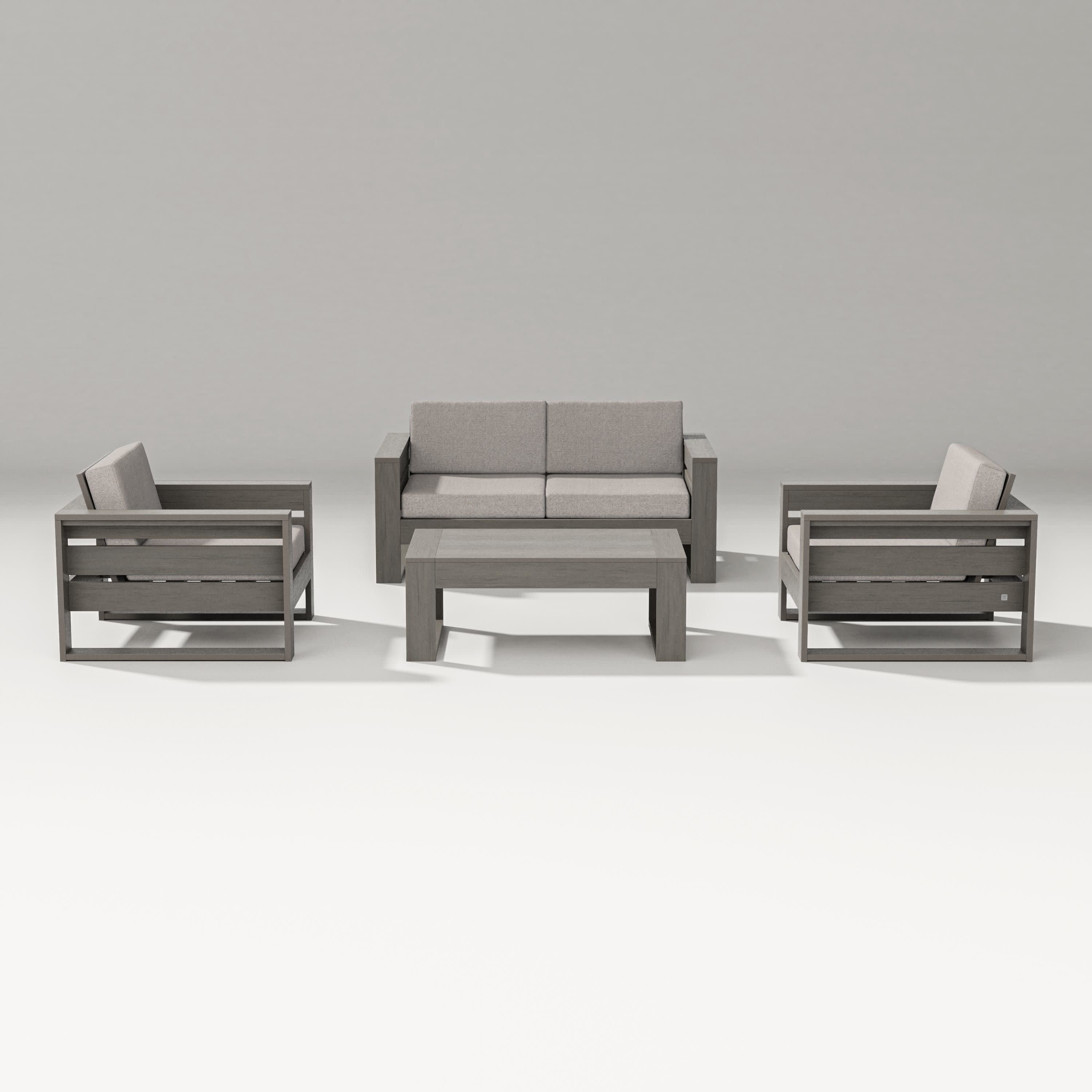 Latitude 4-Piece Lounge Loveseat Set in Driftwood / Weathered Tweed