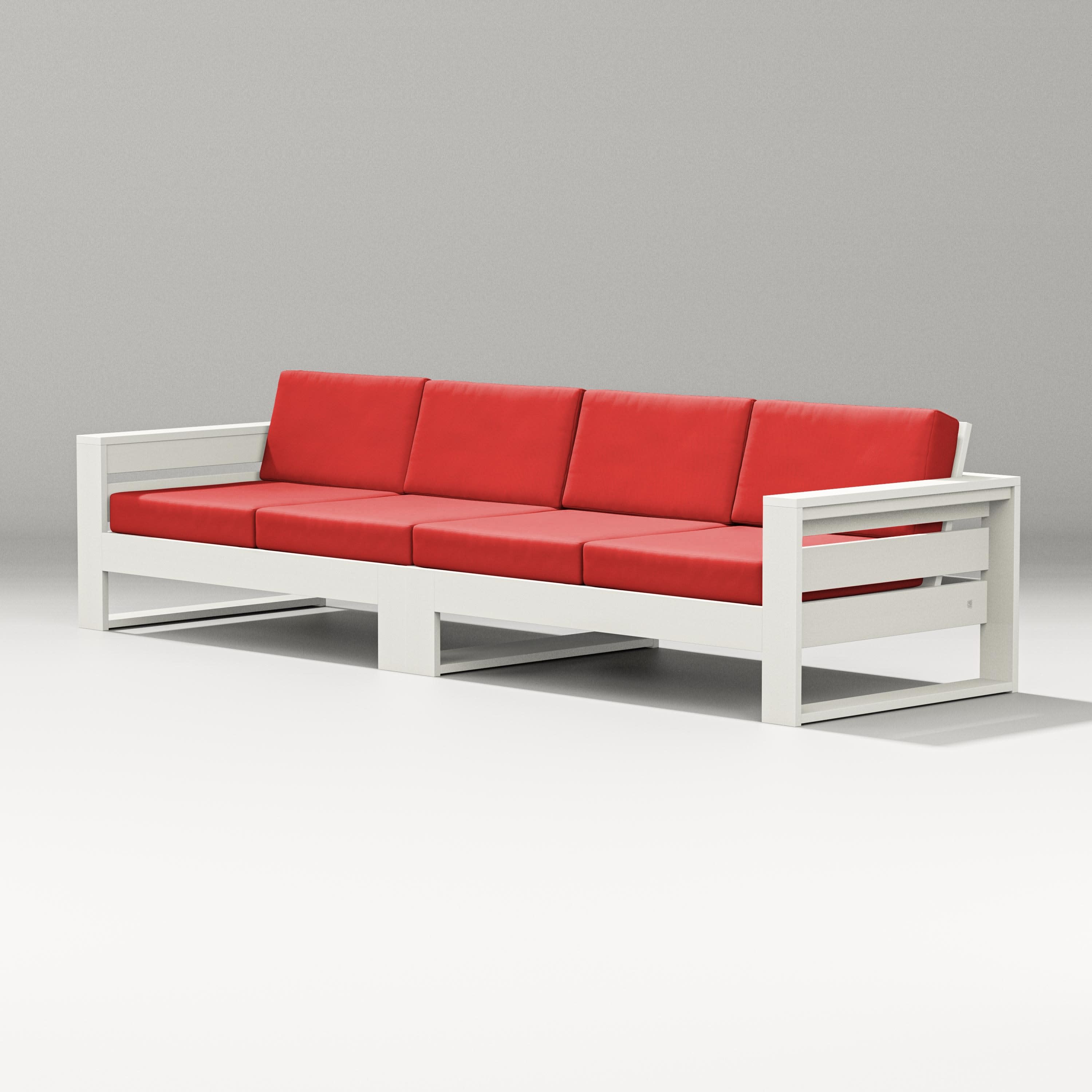 Latitude Straight Sectional in Vintage White / Crimson Linen
