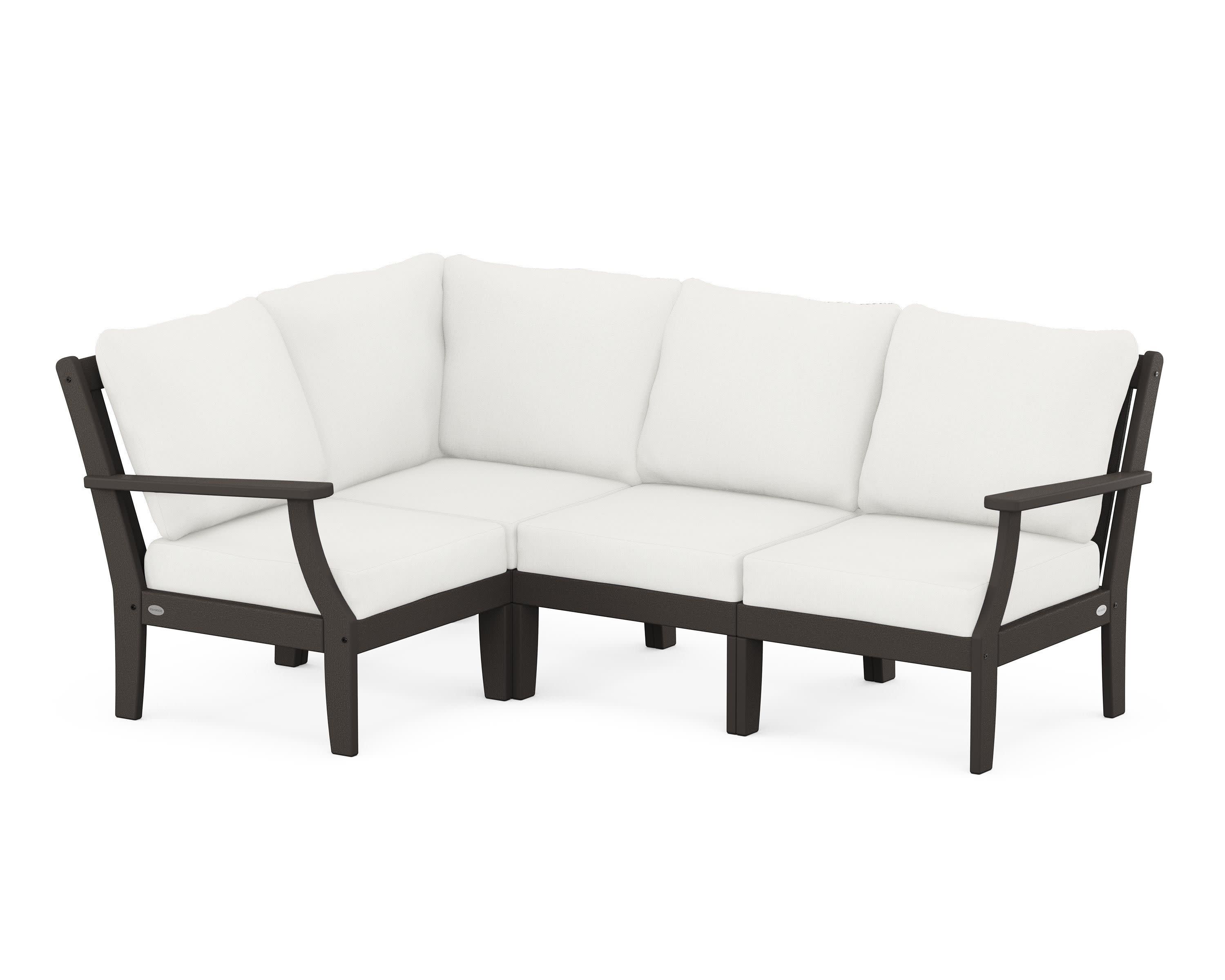 Braxton Modular 4-Piece Deep Seating Set in Vintage Coffee / Natural Linen