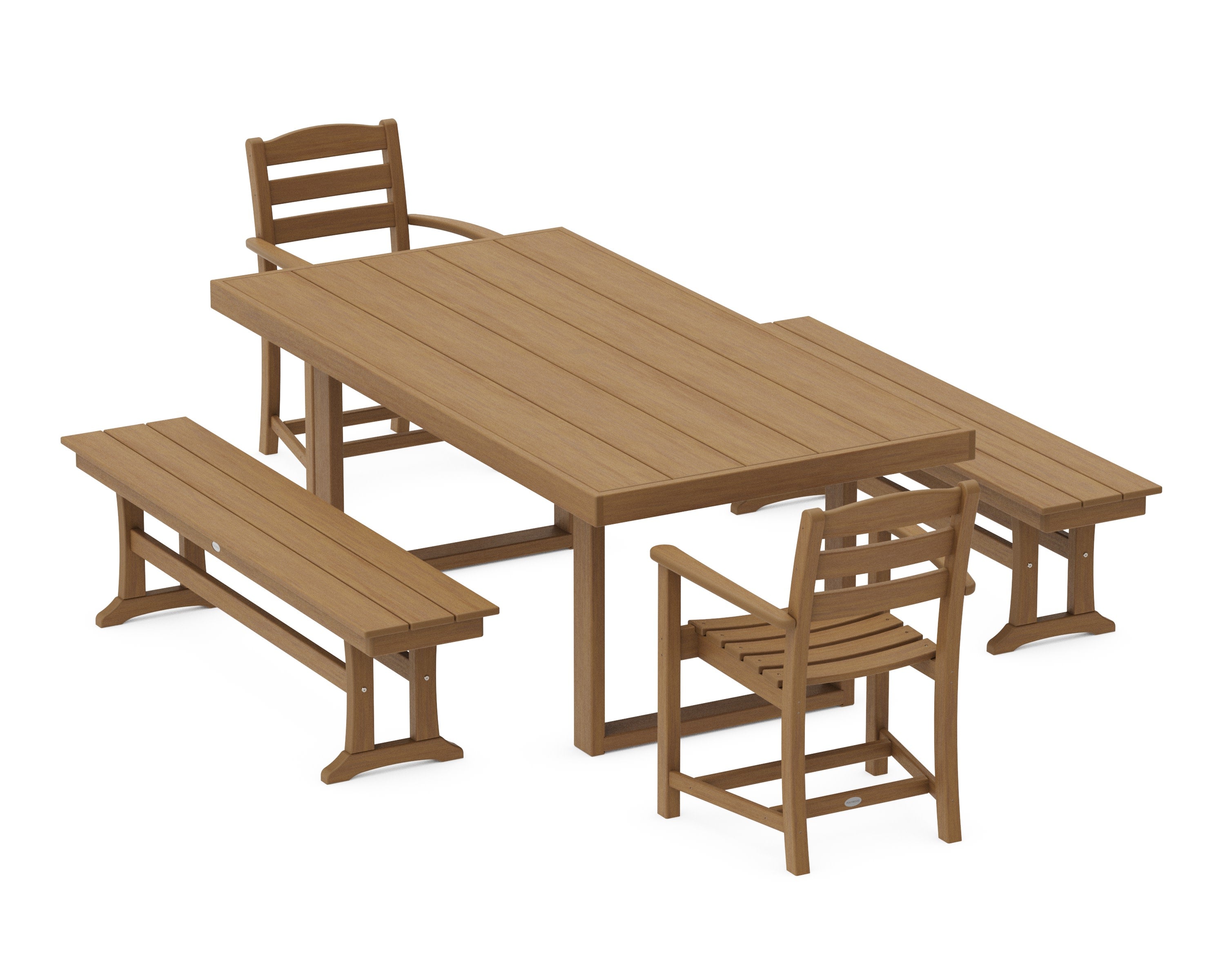 La Casa Caf 5-Piece Dining Set with Benches in Natural