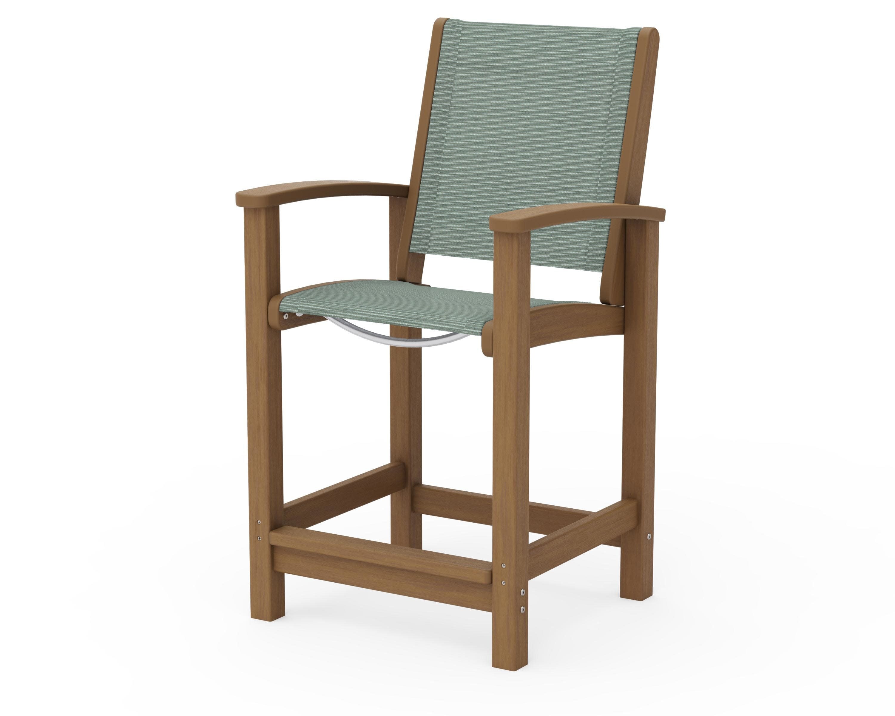 Coastal Counter Chair in Natural / Dupioni Sea Mist Sling