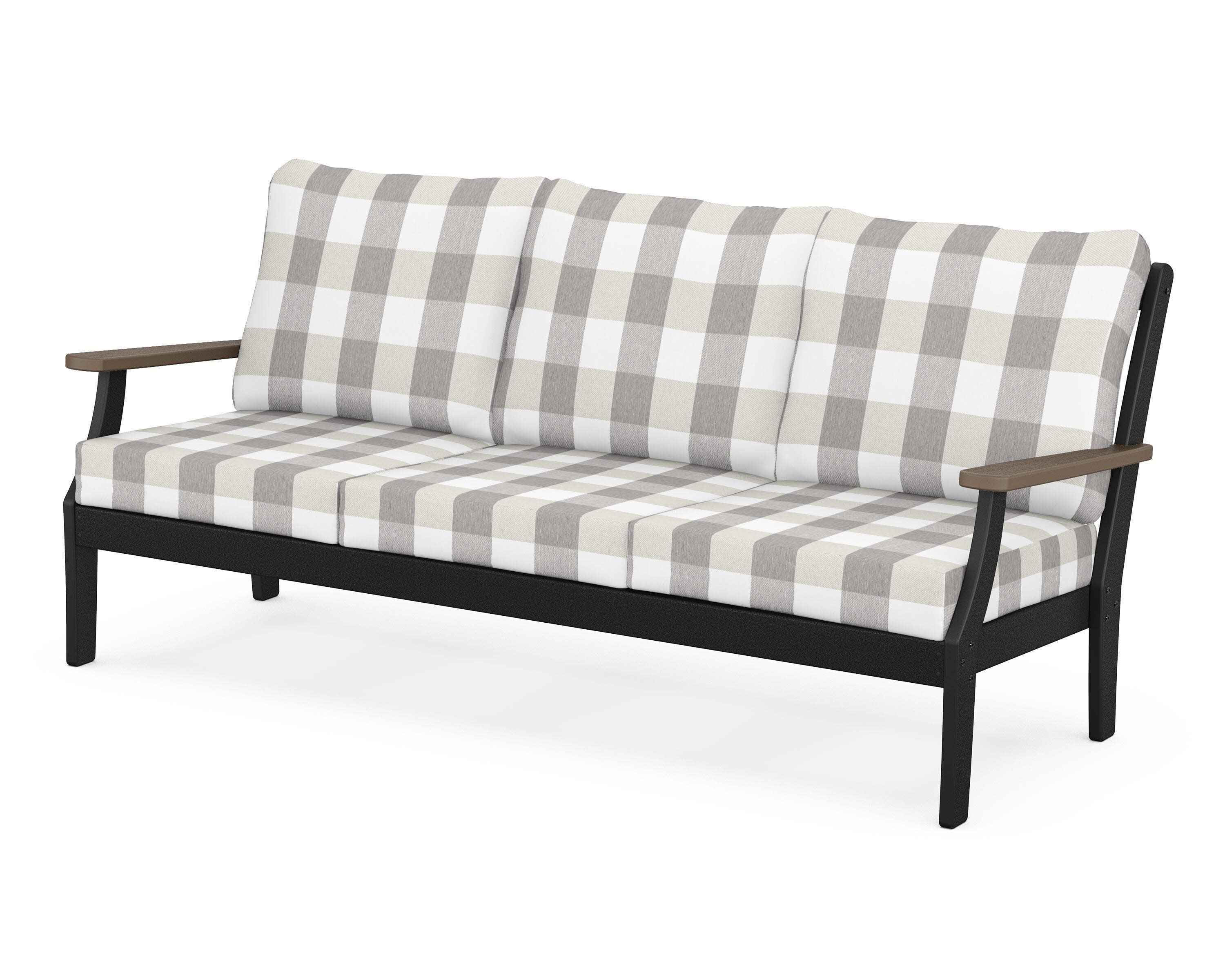 Braxton Deep Seating Sofa in Black / Kona / Buffalo Plaid Grey Mist