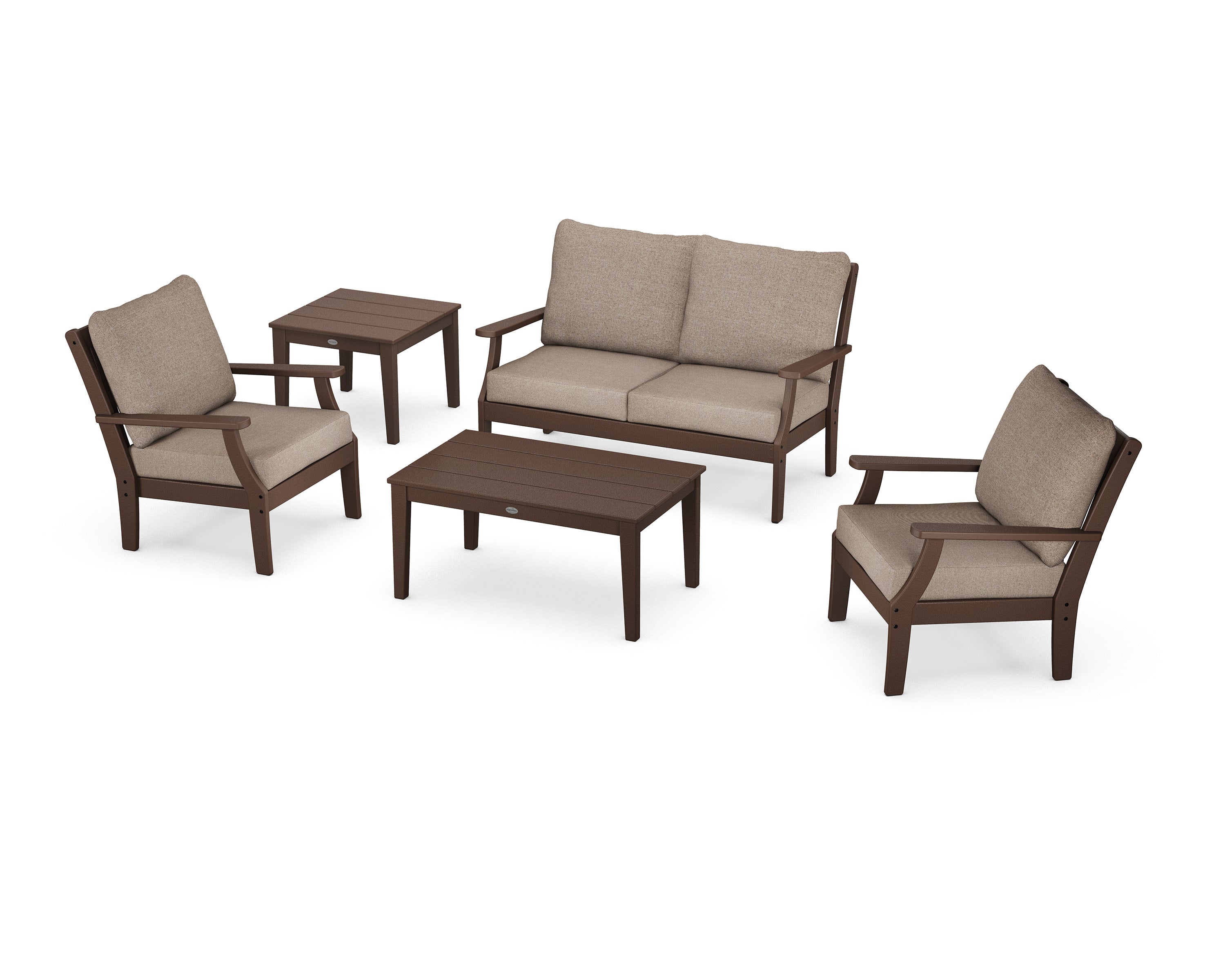 Braxton 5-Piece Deep Seating Set in Mahogany / Spiced Burlap