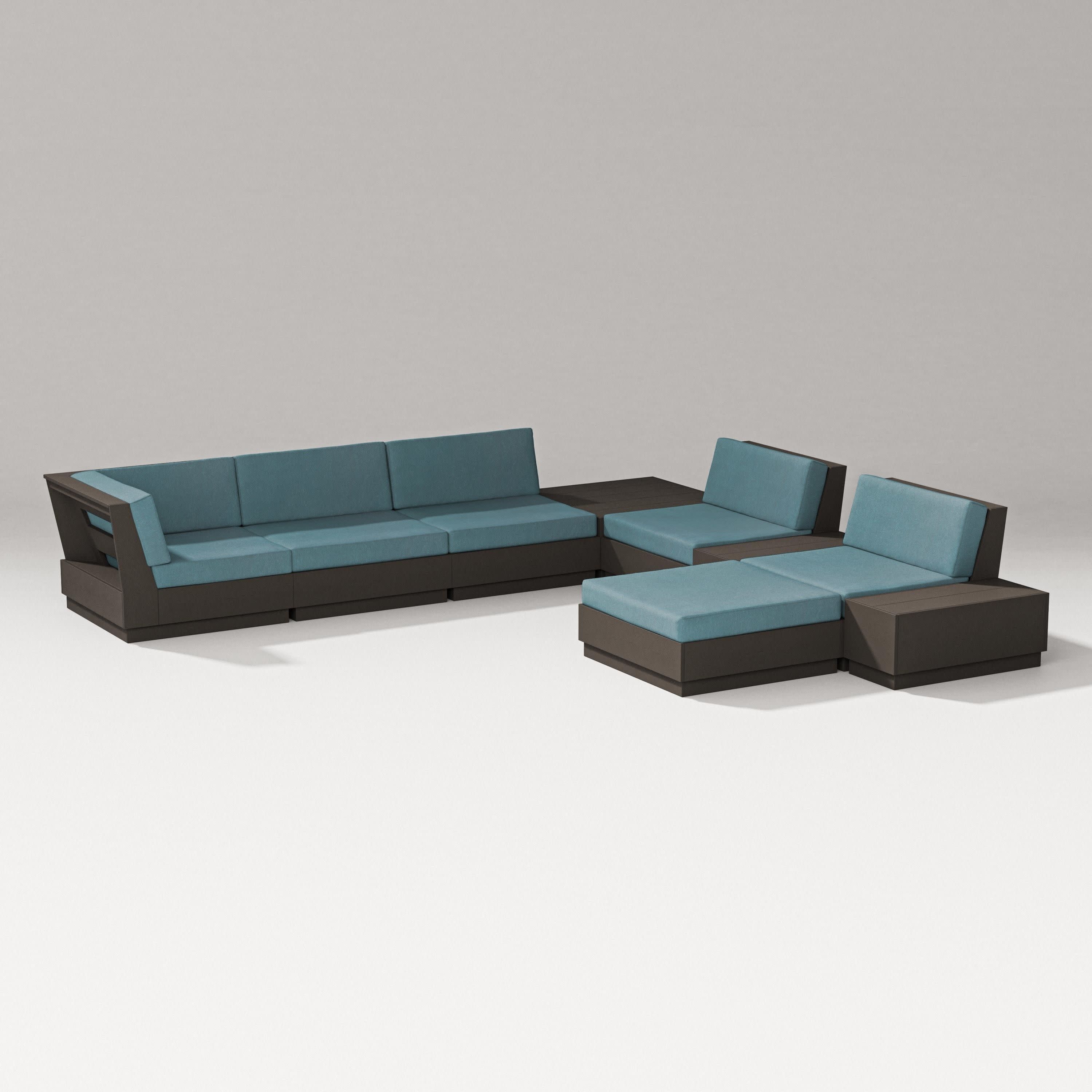 Elevate 9-Piece Conversation Sectional in Vintage Coffee / Ocean Teal