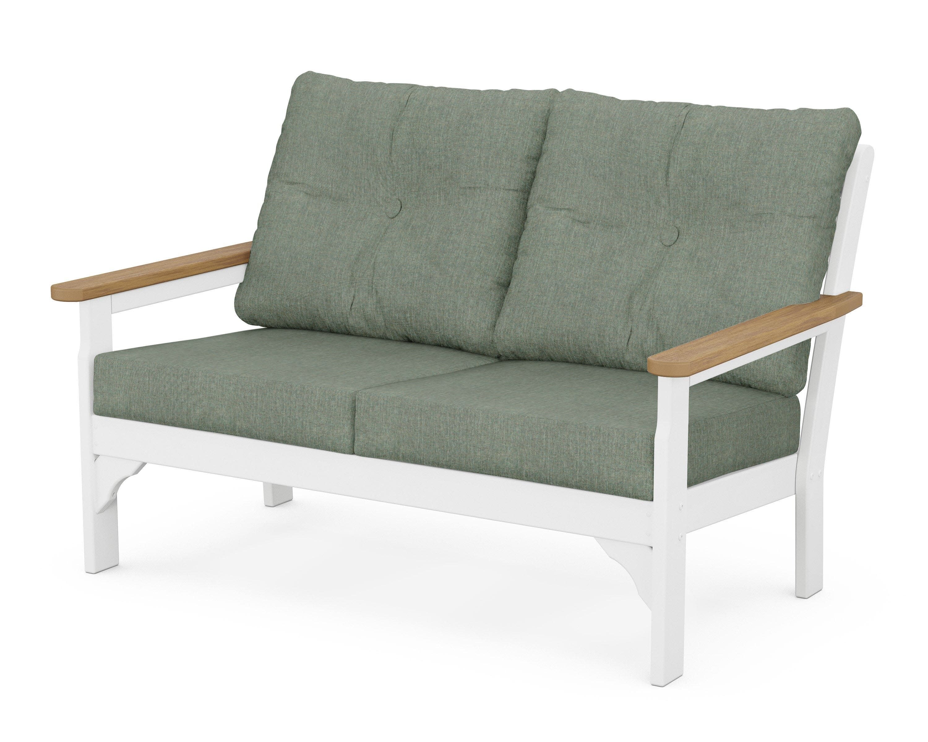 Vineyard Deep Seating Loveseat in White / Natural / Cast Sage